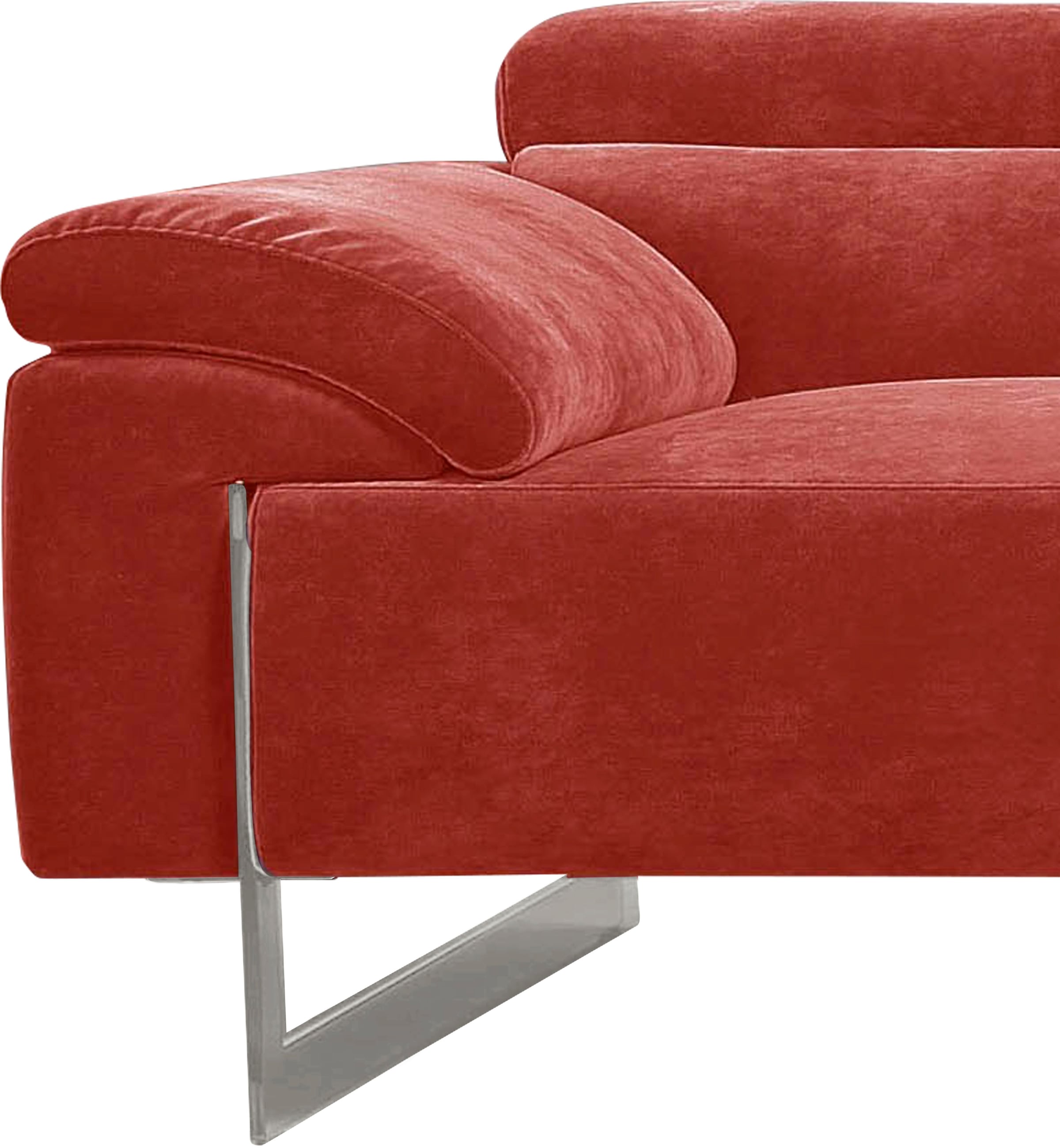 Egoitaliano 2,5-places »Malika, Designsofa mit hohem Sitzkomfort, edel und bequem« inkl. Kopfteilverstellung und chromfarbenen Metallfüssen