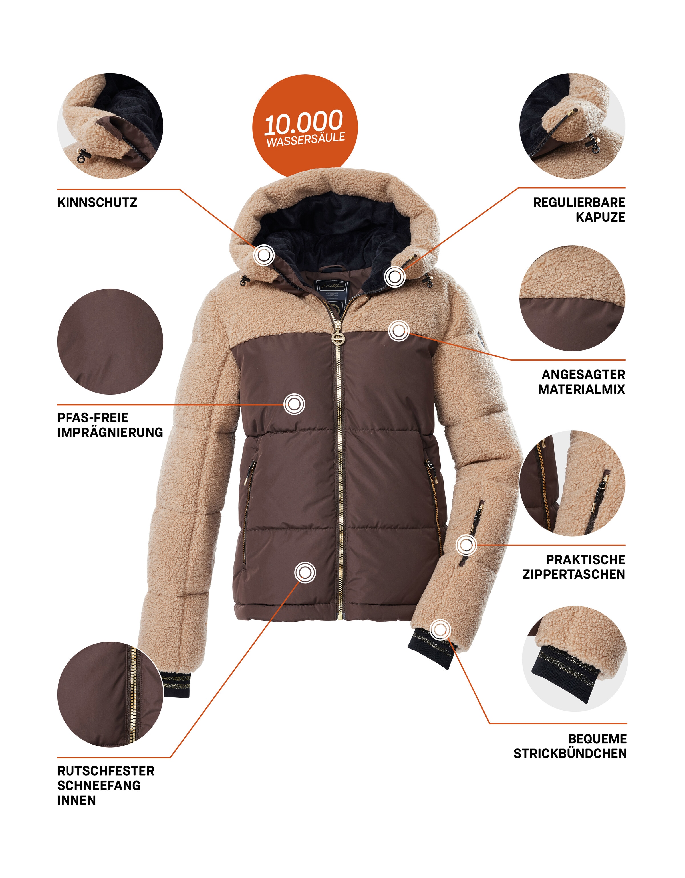 Killtec Skijacke »KSW 111 WMN SKI QLTD JCKT« Damen Ski-Steppjacke mit Glitzerstreifen und abnehmbaren Schneefang