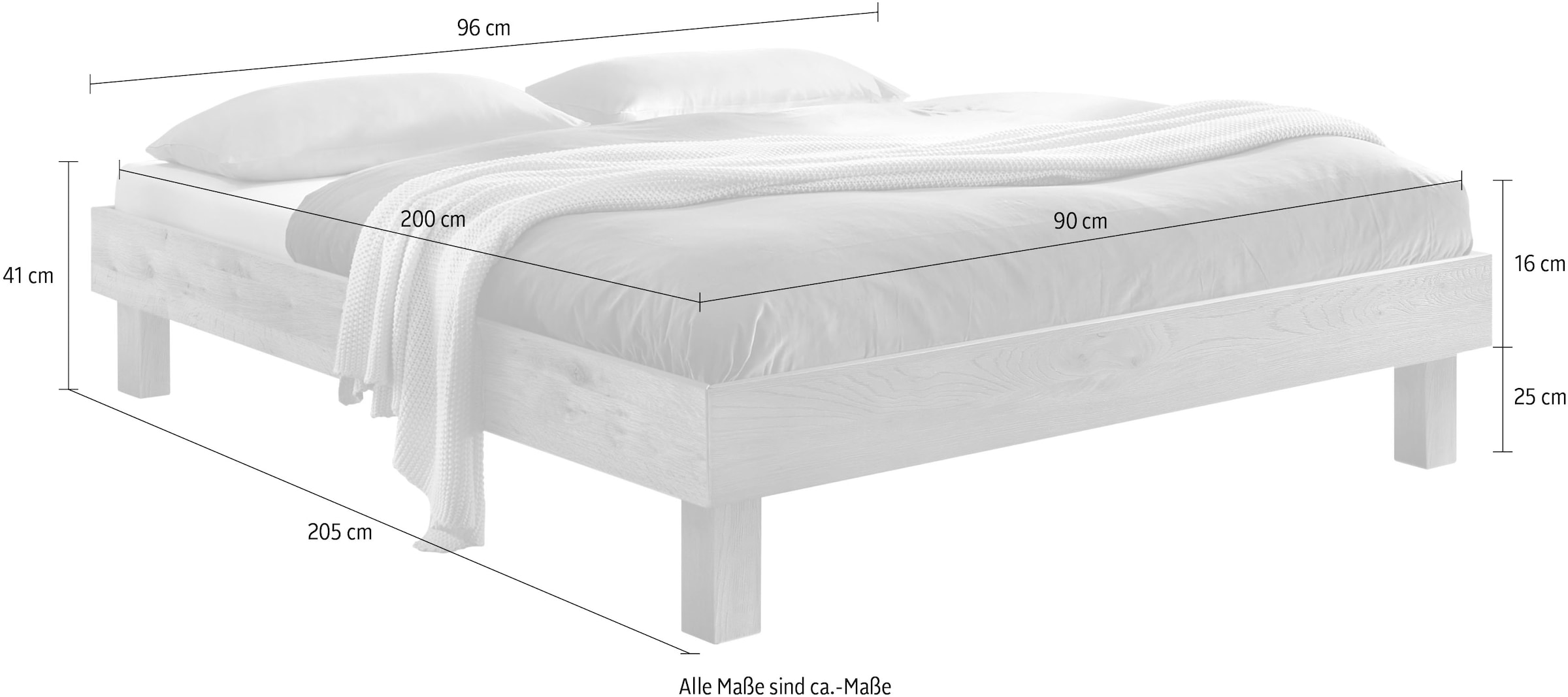 HASENA Lit en bois »Rapallo« hauteur de semelle 25 cm