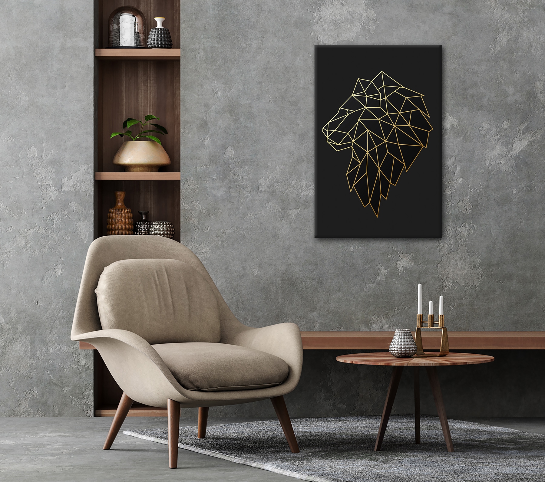 Bönninghoff Leinwandbild »Wandbild LÖWE POLYGON 60x90 cm – Leinwandbild Keilrahmen Deko modern« Löwe 1 Stk. tlg. auf Keilrahmen gespannt