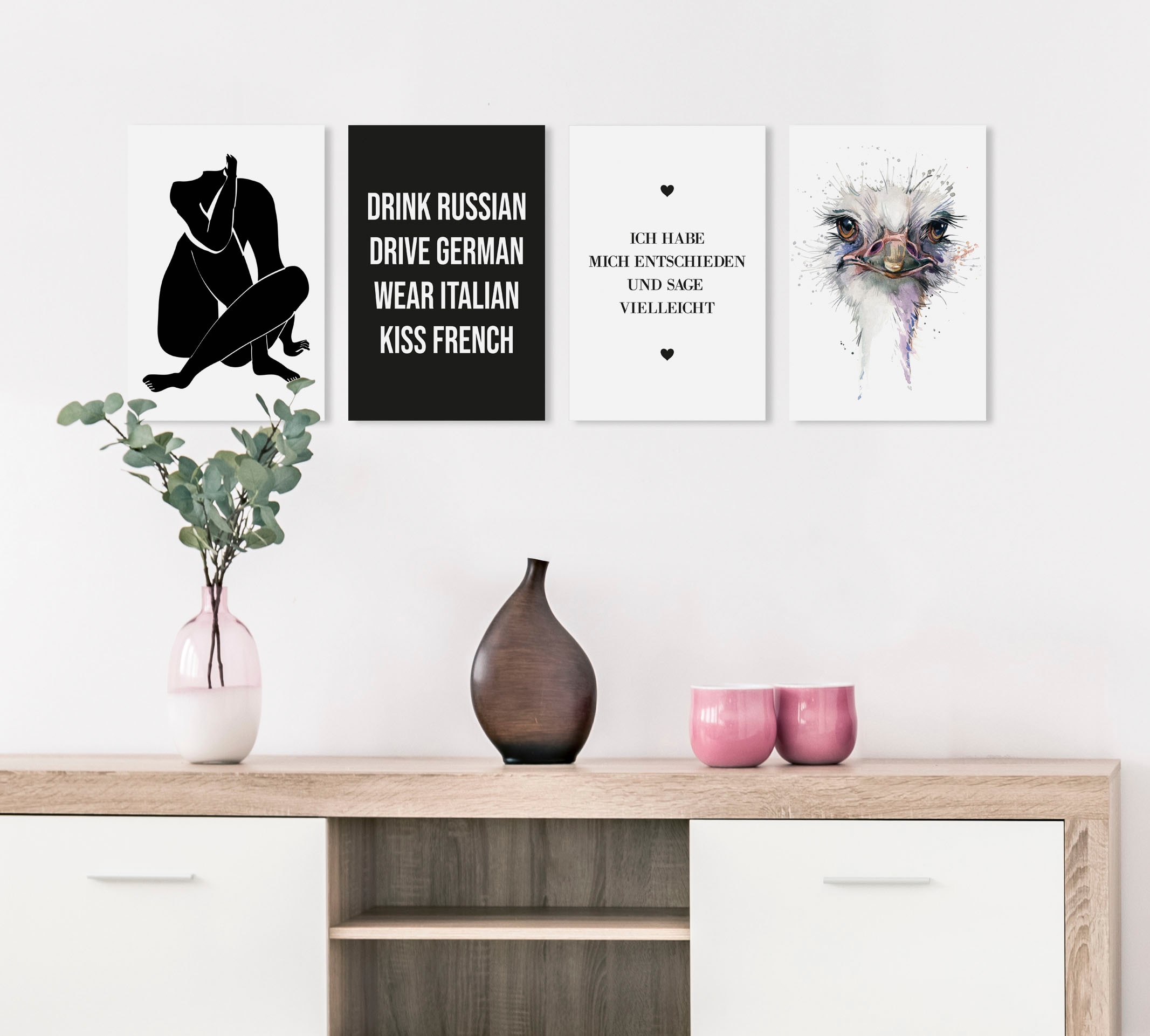 queence Tableau sur toile »Vogelstrauss« Premium-Leinwandstoff, Handarbeit aus Deutschland