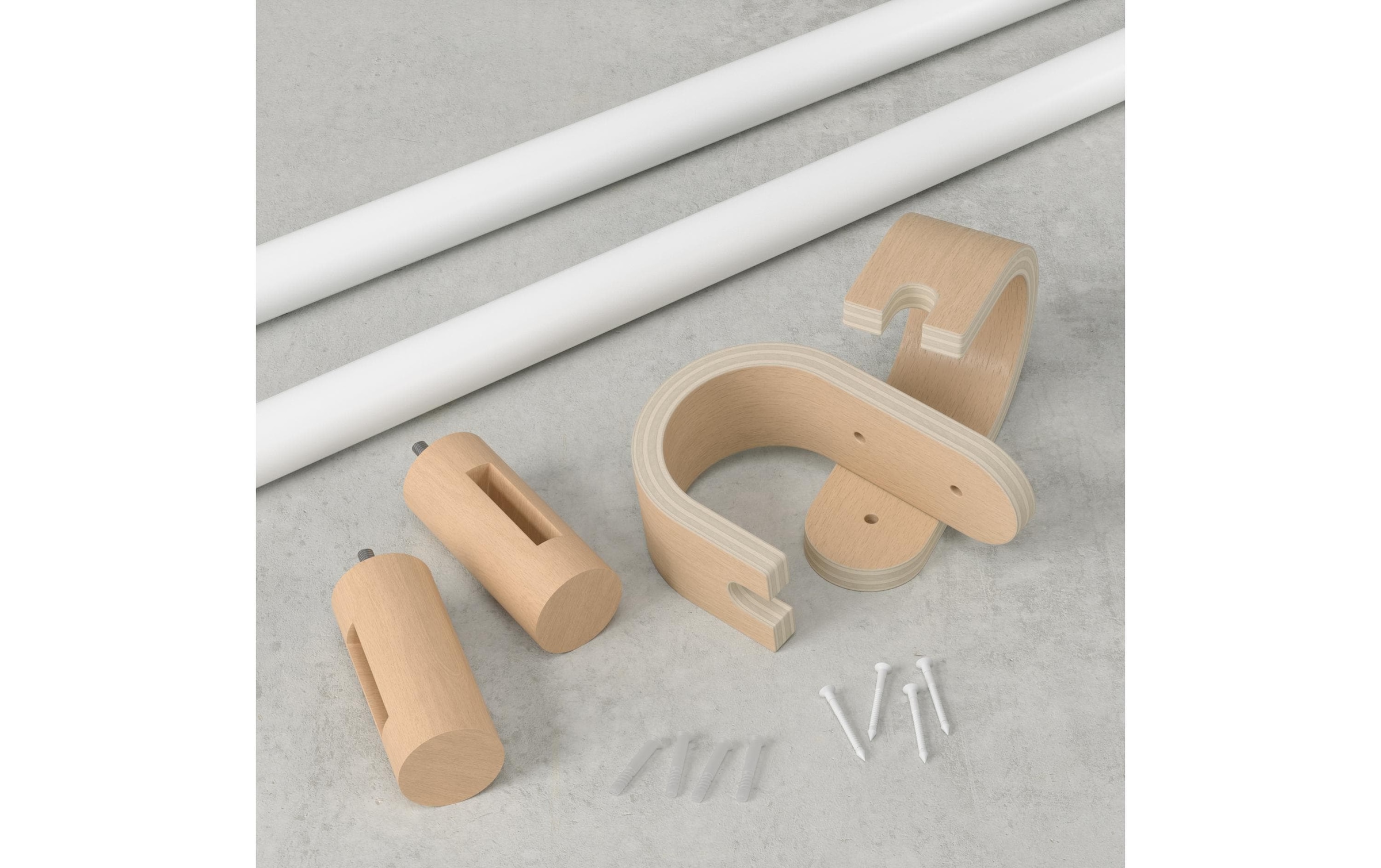 Umbra Vorhangstange »Bellwood 107 - 305 cm, Weiss/Nature« Holzart: Esche