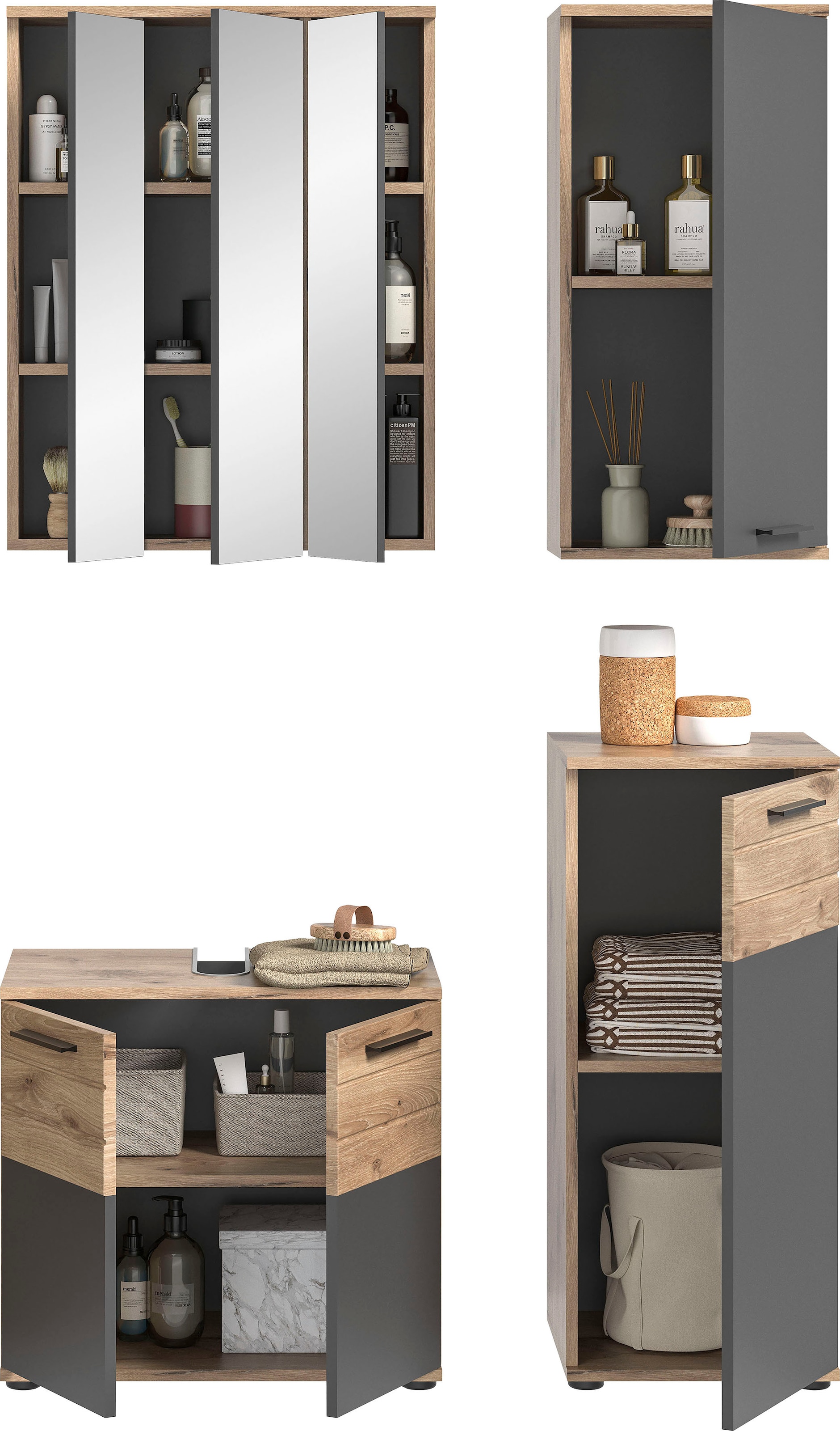 welltime Badmöbel-Set »Riga, 4 teilig, bestehend aus:« Set, 4 Stk. tlg.