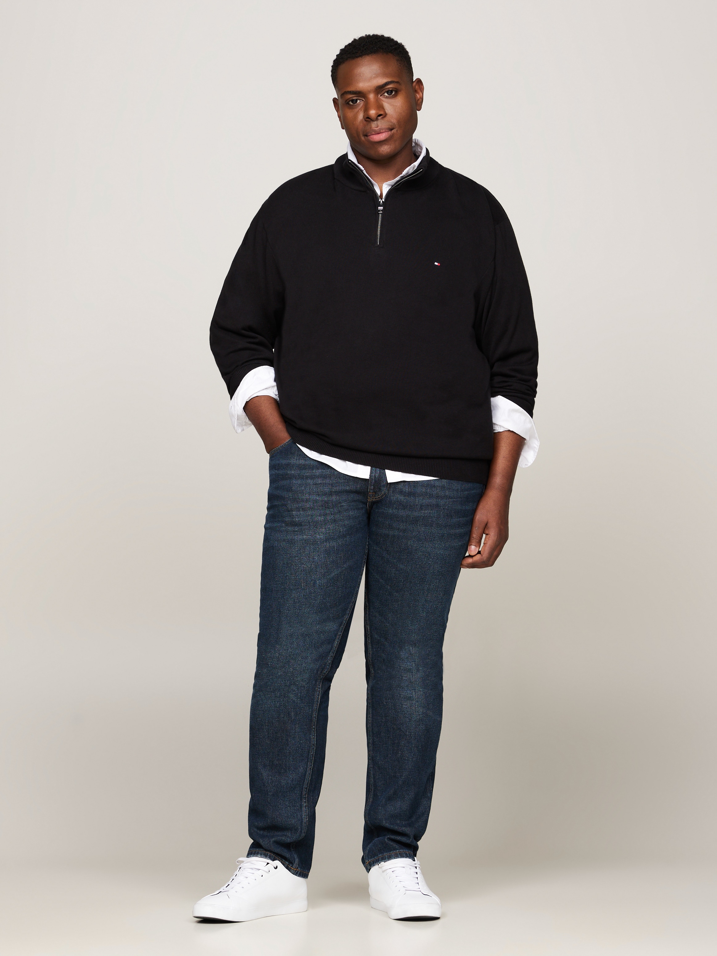 Tommy Hilfiger Big & Tall Troyer »BT-PIMA ORG CTN CASHMERE ZMOCK-B« grandes tailles
