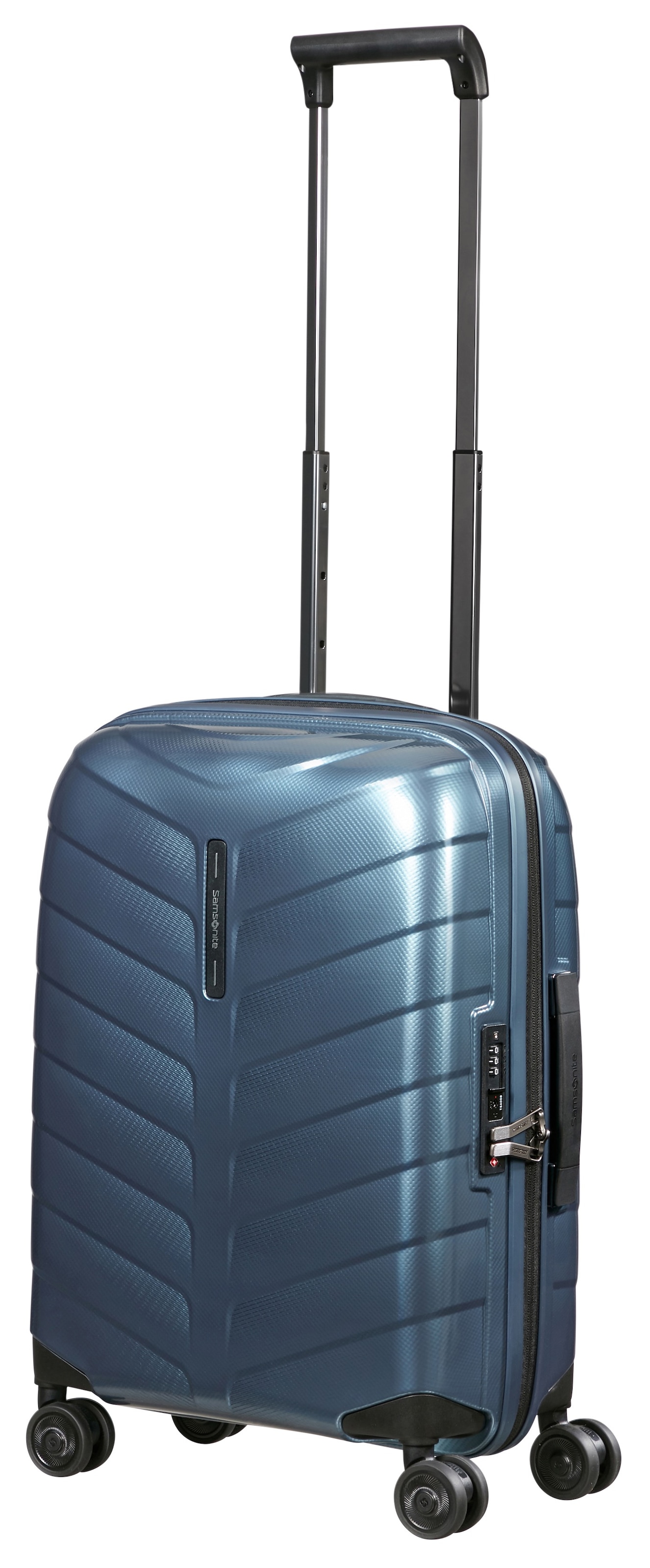 Samsonite Trolley à coque dure »ATTRIX, verschiedene Grössen und Farben« 38 litre 4 Rollen en polypropylène, avec compartiment au fond, poche zippée et sacoche