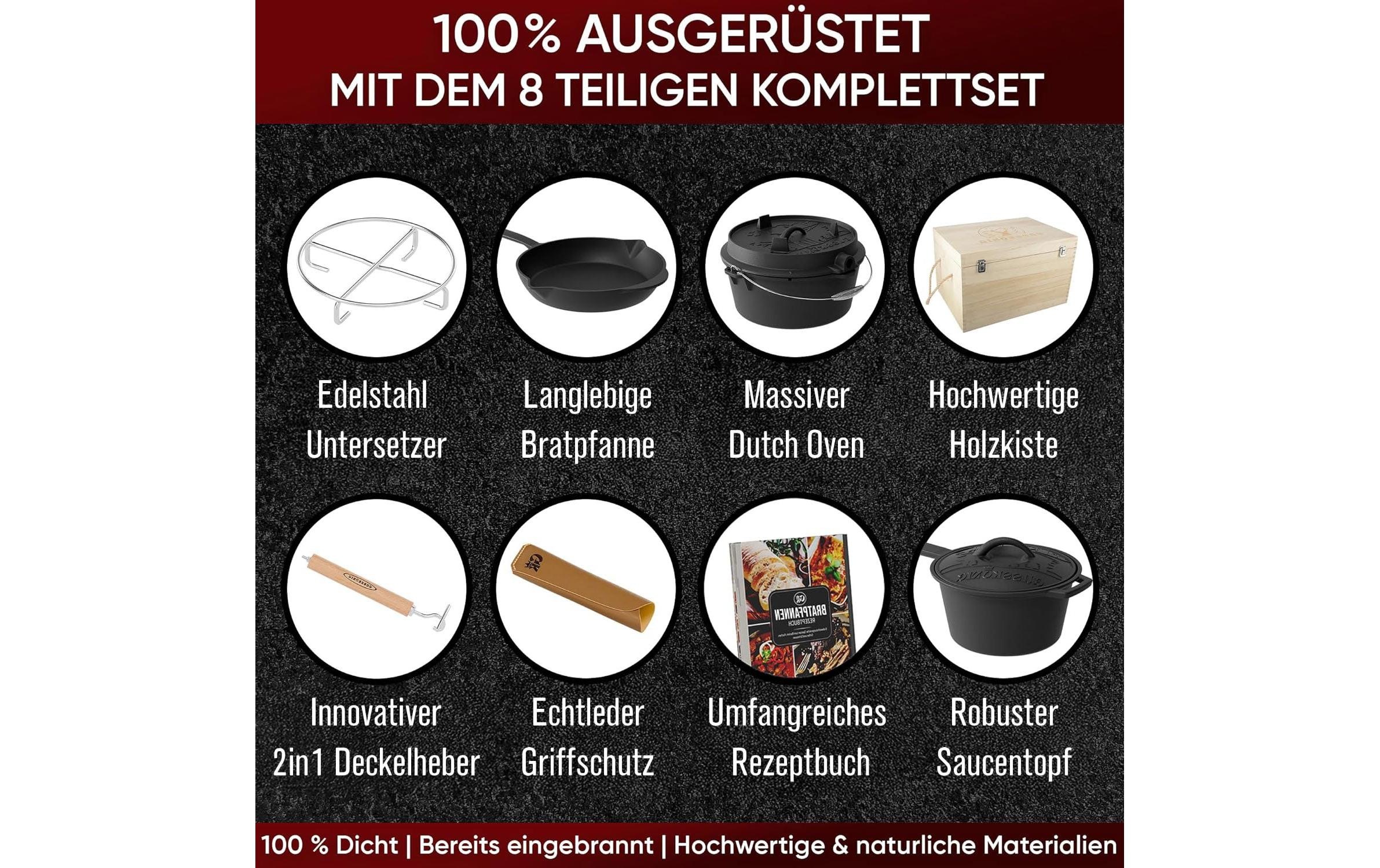   Grilltopf »Gusskoenig Gusseisen Set Holzbox 8-teilig« Gusseisen 8 Stk. tlg.