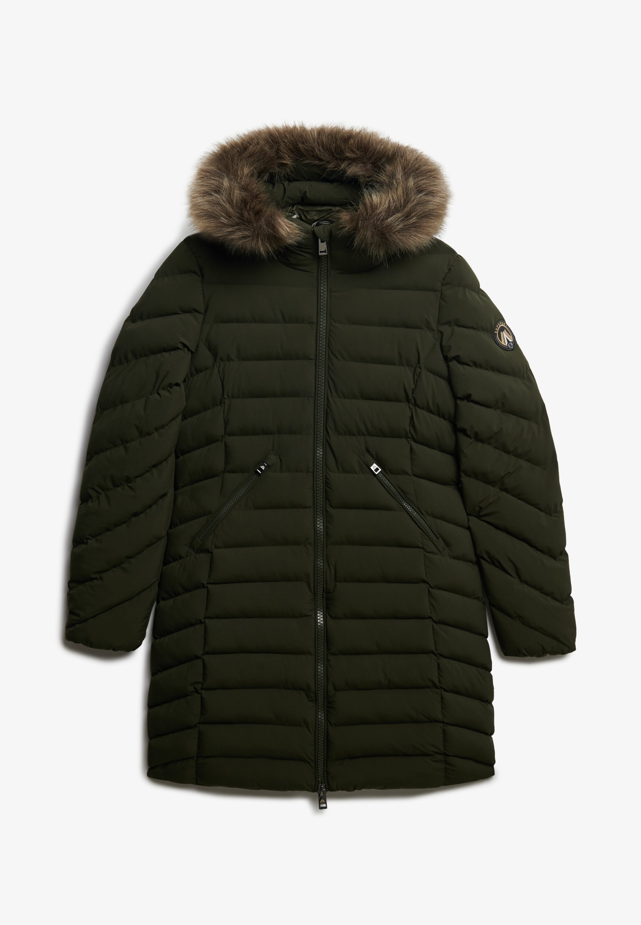 Superdry Steppjacke »FUJI FAUX FUR HOOD MID LENGTH« mit Kapuze