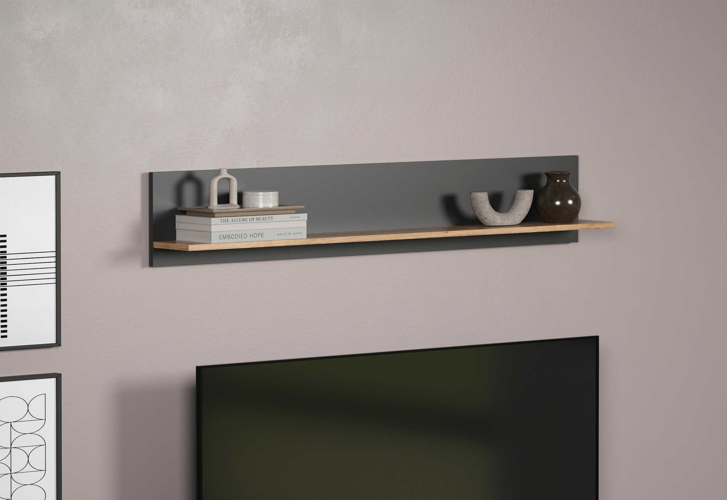 Home affaire Tableau mural »Estepona« 1 cuis tlg. Wandboard mit Ablage - (B/T/H) 150/18/25 cm