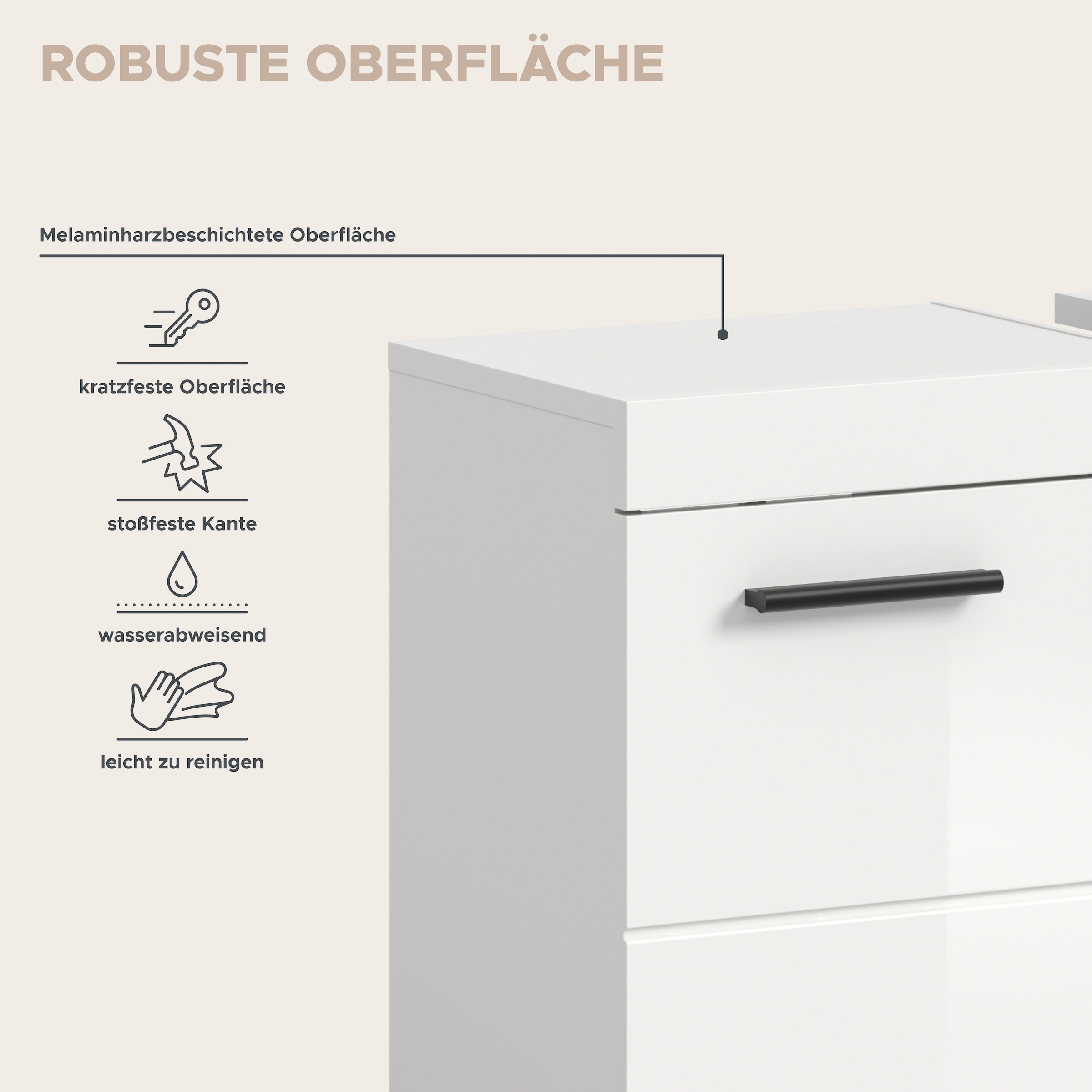 welltime Ensemble de meubles de salle de bain »AVON, Breite 82 cm, 2-teilige moderne Badkombination, auf Rollen« bestehend aus: Waschbeckenunterschrank & Spiegelschrank, 2 cuis tlg.