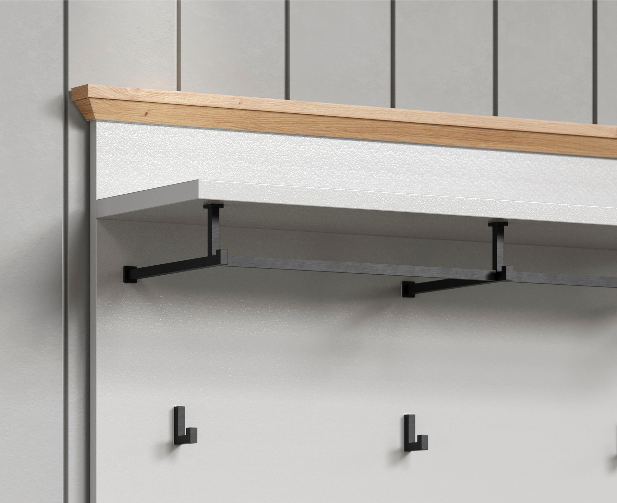 Home affaire Panneau de vestiaire »Herzwill« 1 cuis tlg. Wandpaneel, Masse B/H/T ca.: 91/49/41 cm in hellgrau und Eiche NB