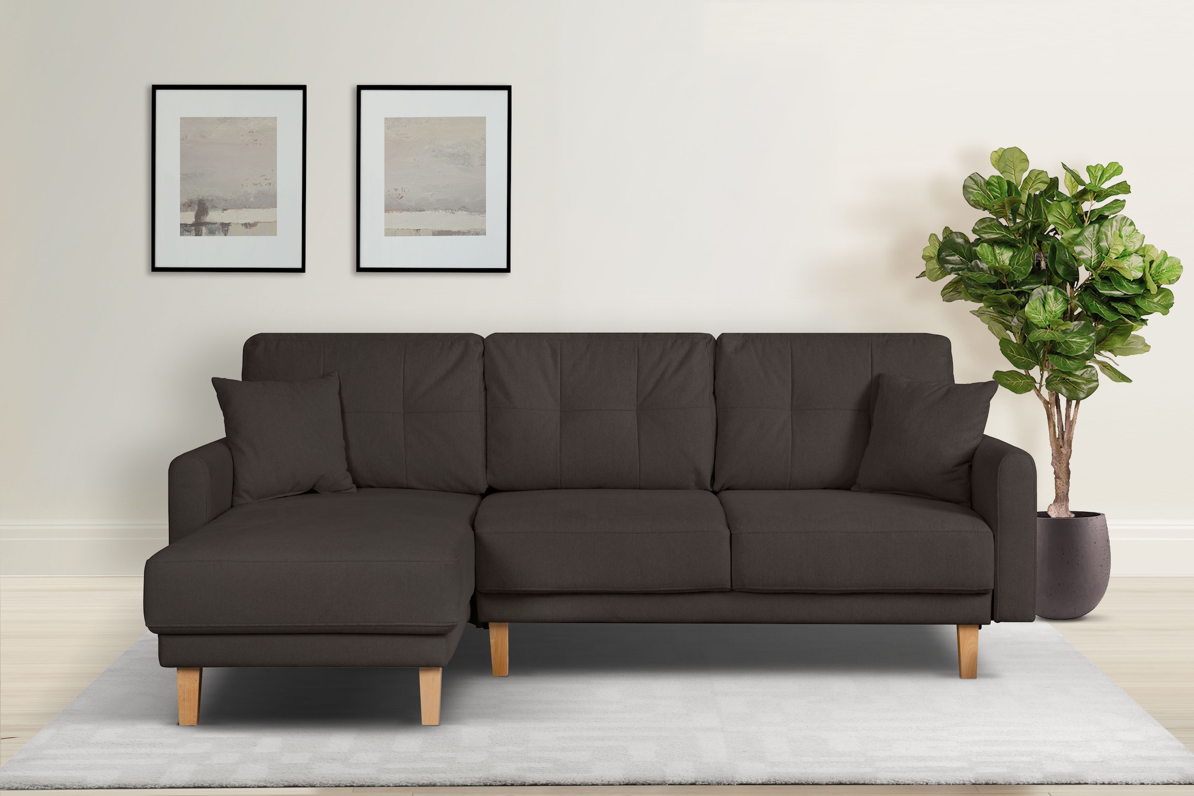 Home affaire Ecksofa »TRIPLO optionale Schlafsofa mit Bettkasten, Masse B/T/H: 234/164/89 cm« L-Form wahlweise mit Bettfunktion - Liegefläche 132x210 cm