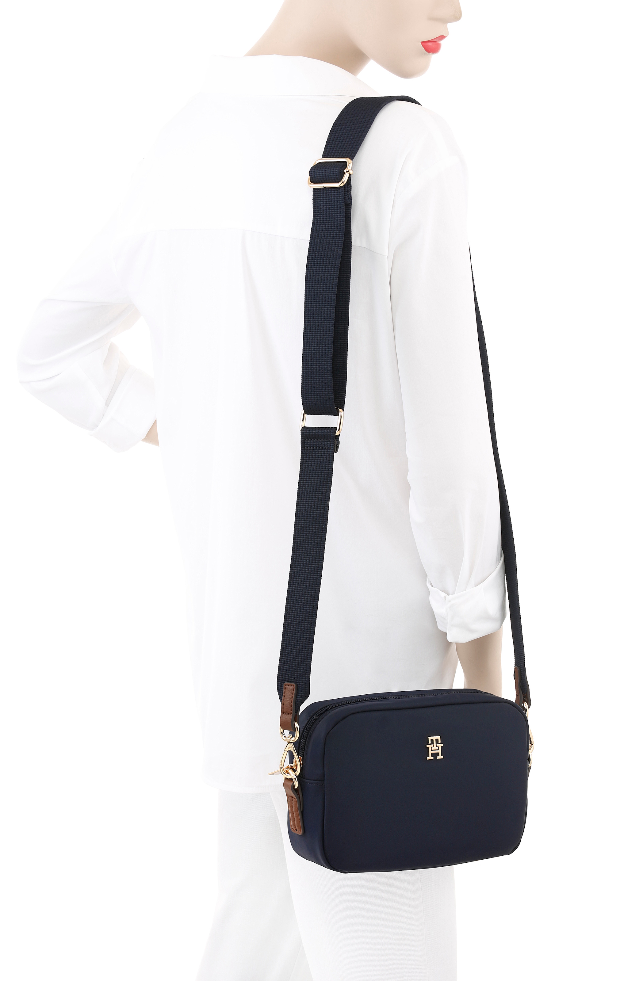Tommy Hilfiger Mini sac »POPETTE CAMERA BAG« Sac bandoulière femme, sac épaule avec élément bijou TH