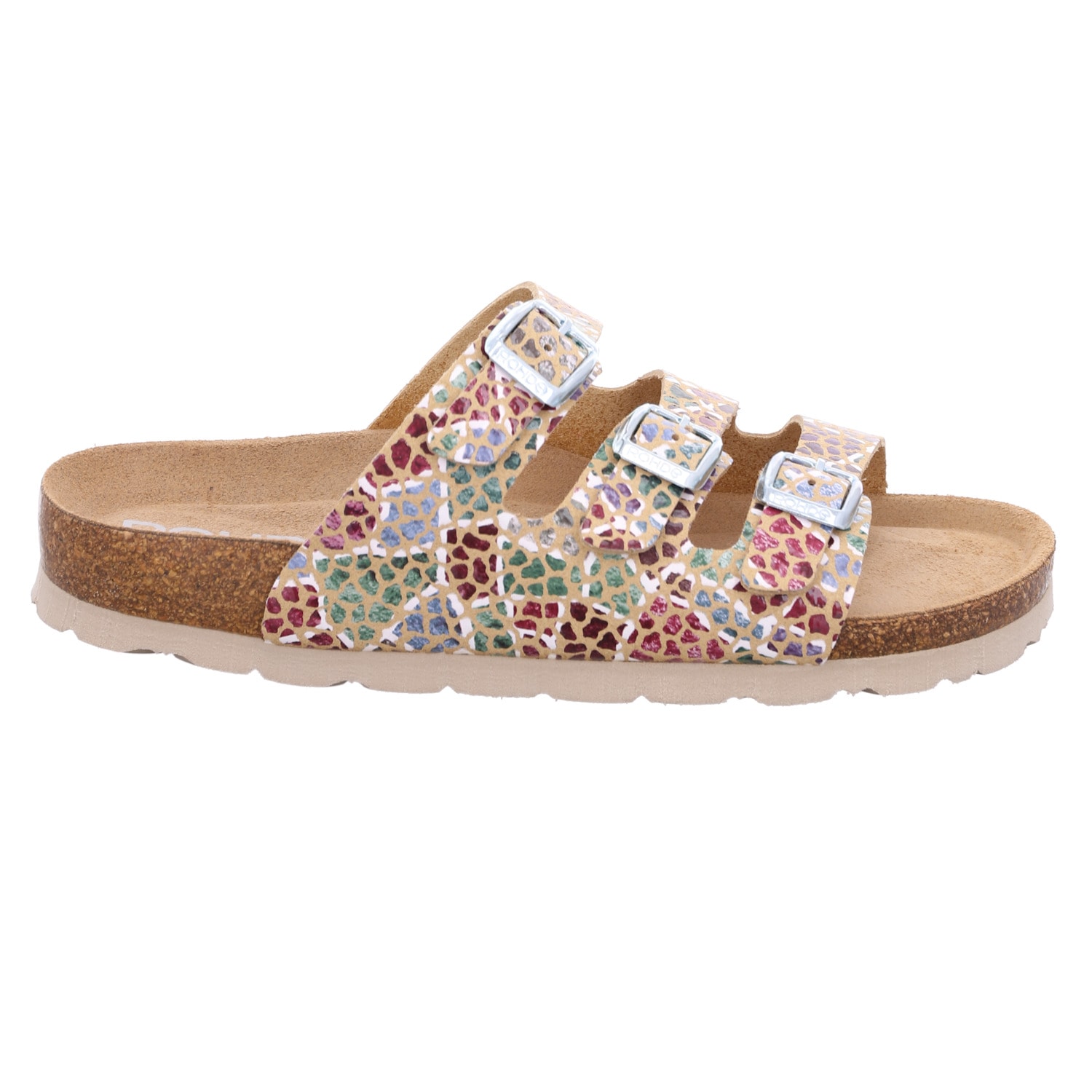 Rohde Pantolette »SUNNYS N°13«  Sommerschuh, Schlappen, Hausschuh mit buntem Druck, G-Weite = weit