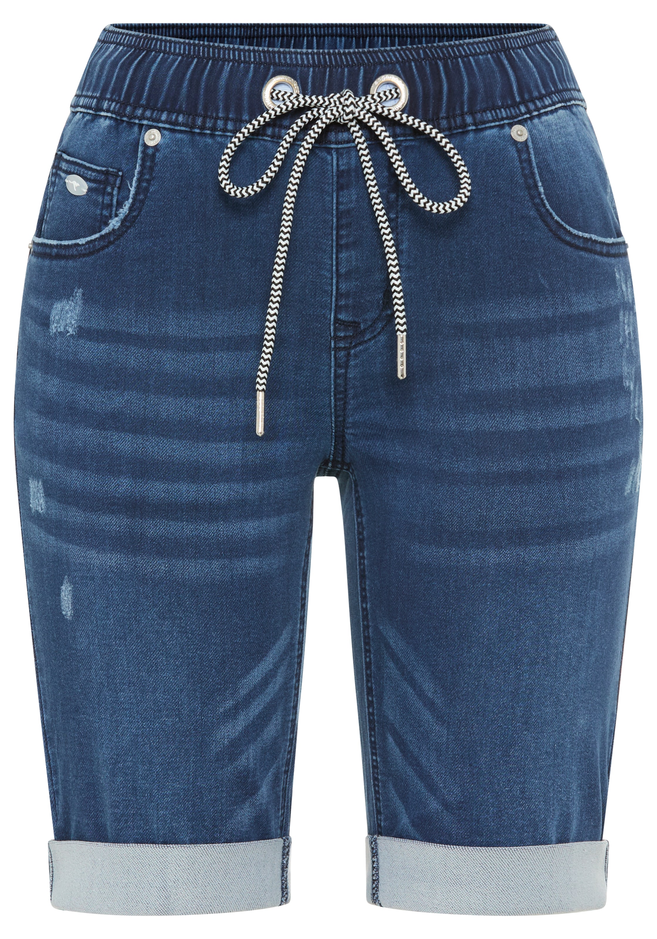KangaROOS Bermuda en jean jogging gerade geschnittenes Bein, elastischer Tunnelzugbund