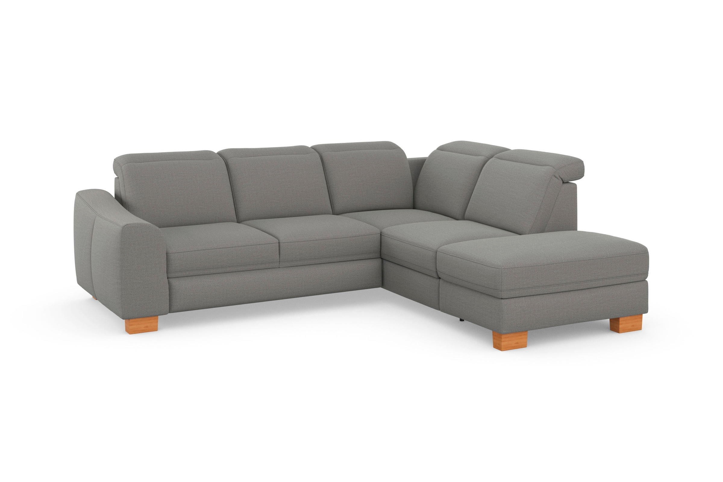 sit&more Canapé d'angle »Dundee L-Form« mit Federkern und Massivholzfüssen, wahlweise mit Kopfteilverstellung