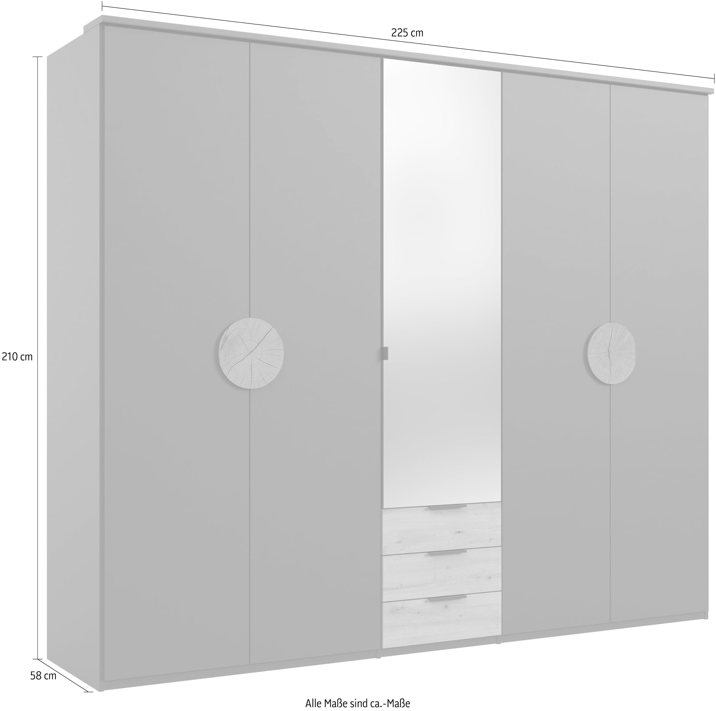 Wimex Drehtürenschrank »Toscana« Mit attraktiven Griffscheiben in Vollholzoptik, 225 oder 270cm breit