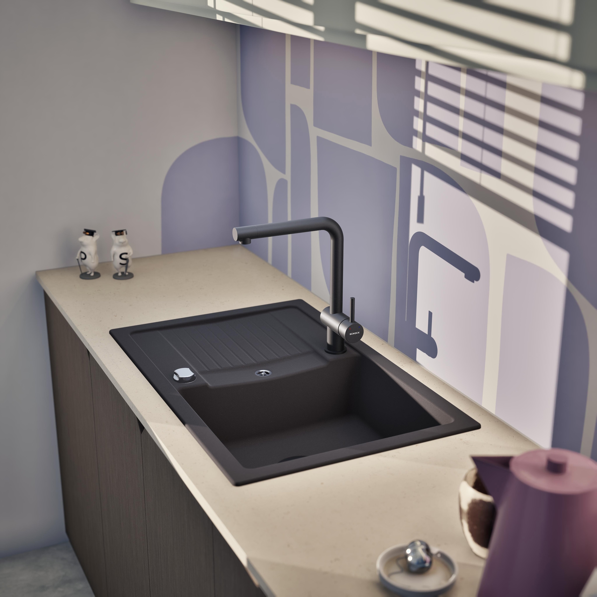 Schock Évier en granit »Lima D-100S und Armatur Epos« Set, 2 cuis tlg. bestehend aus Spüle und Armatur