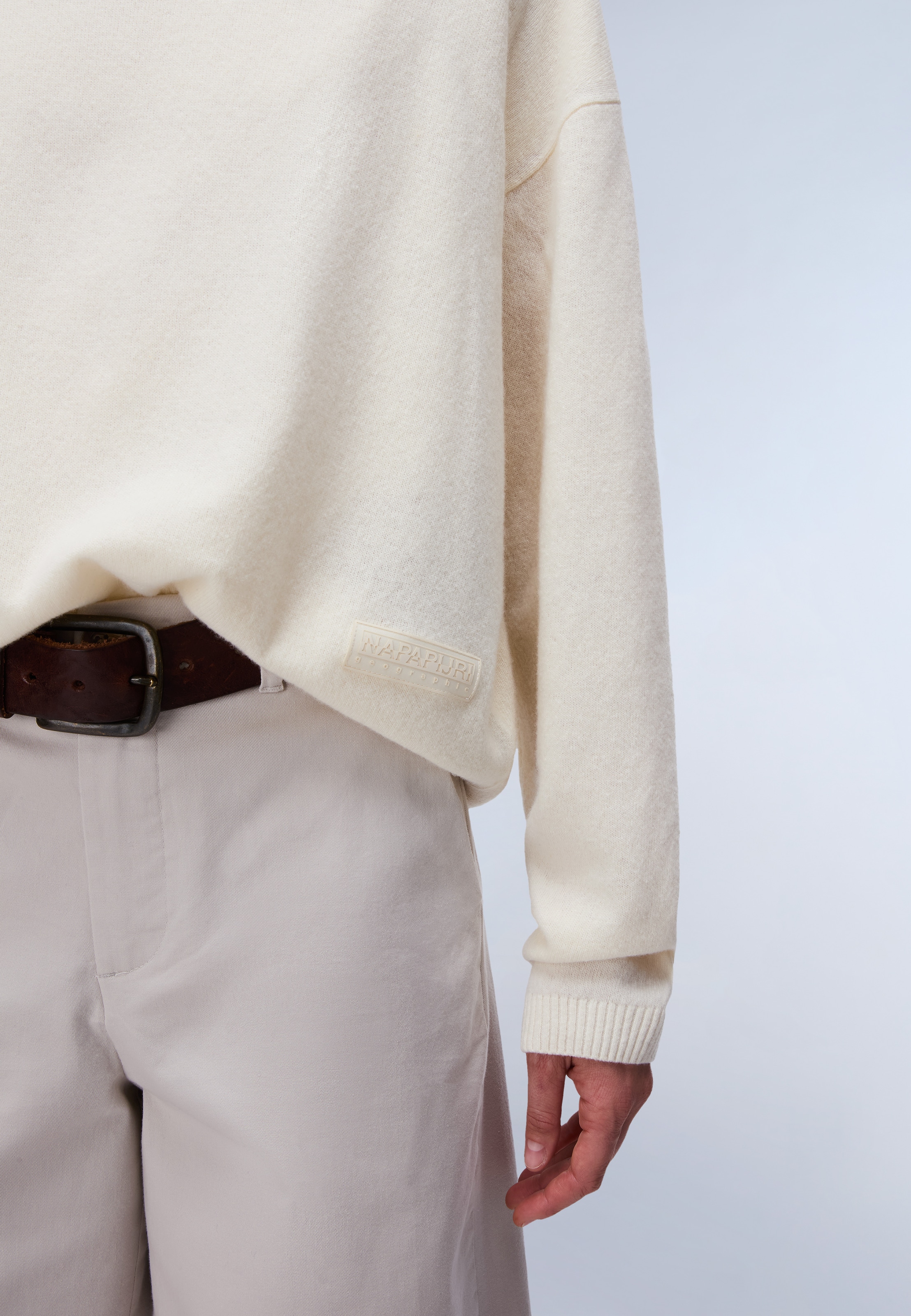 Napapijri Pull en tricot »D-MIS T W BEIGE DIMITY« style sportif, caractère tricot classique, en laine et polyamide
