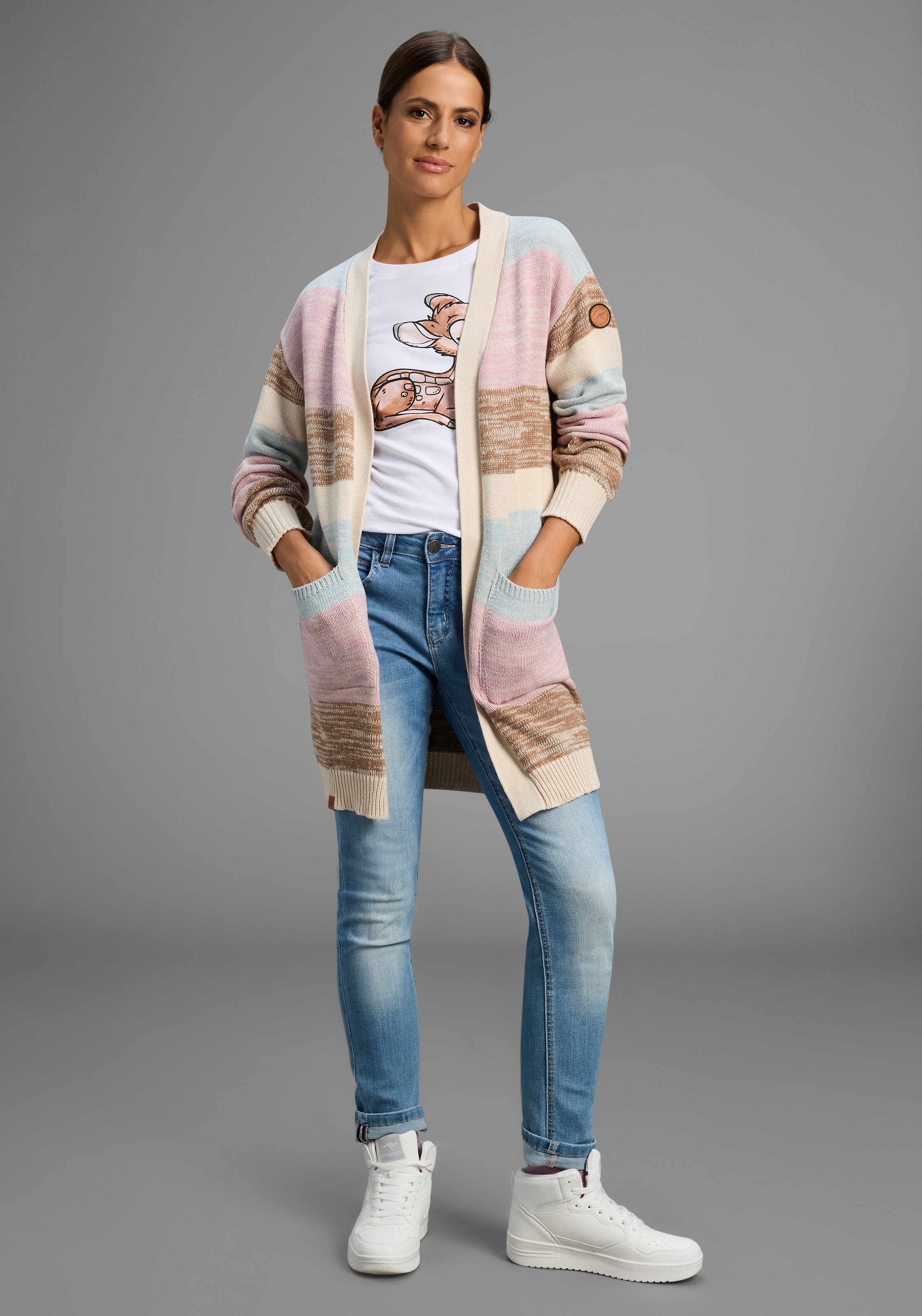 KangaROOS Veste en tricot in offener Long-Form