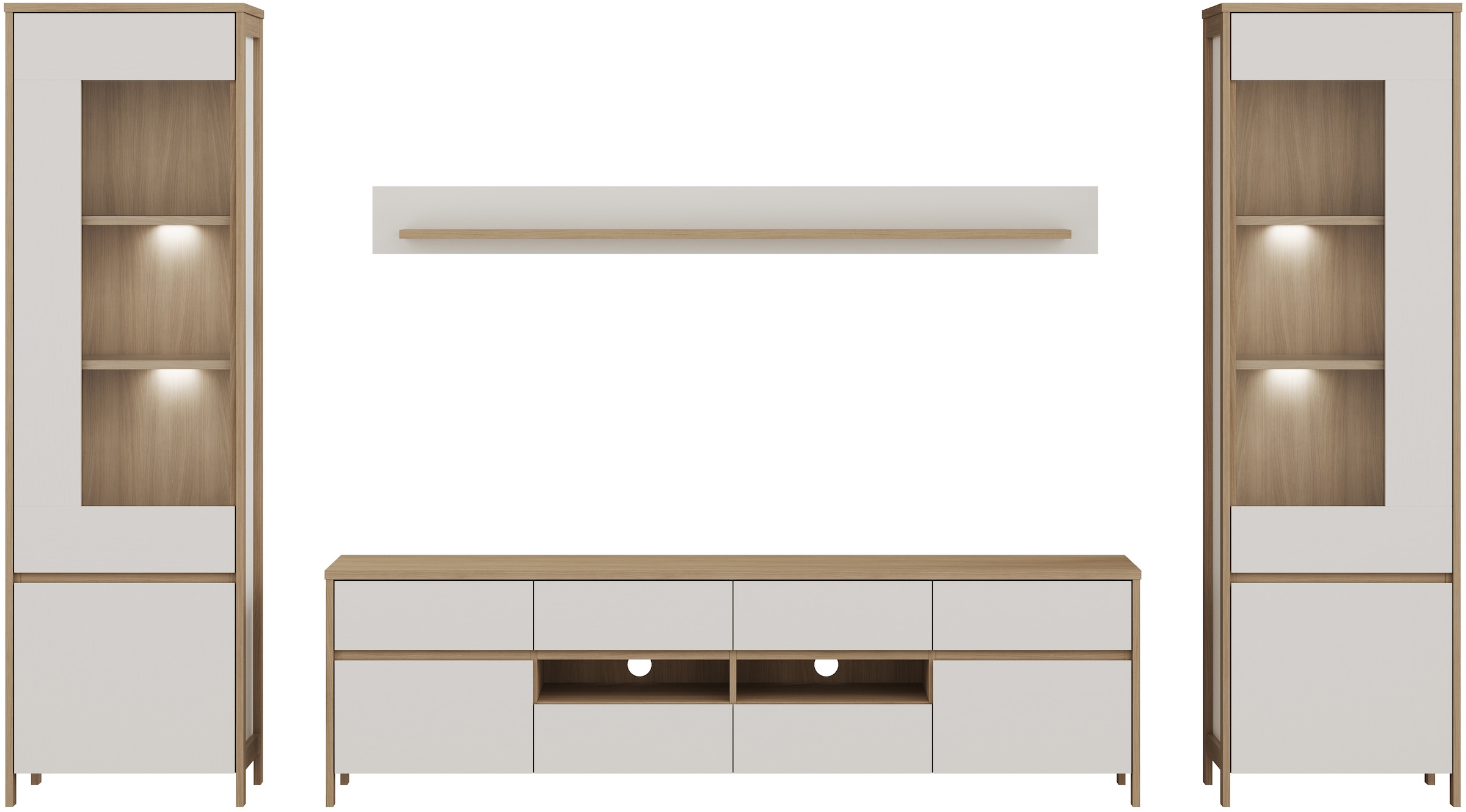 Home affaire Wohnwand »Stranda, moderne Anbauwand, Komplettset im Scandi-Style« 4 Stk. tlg.