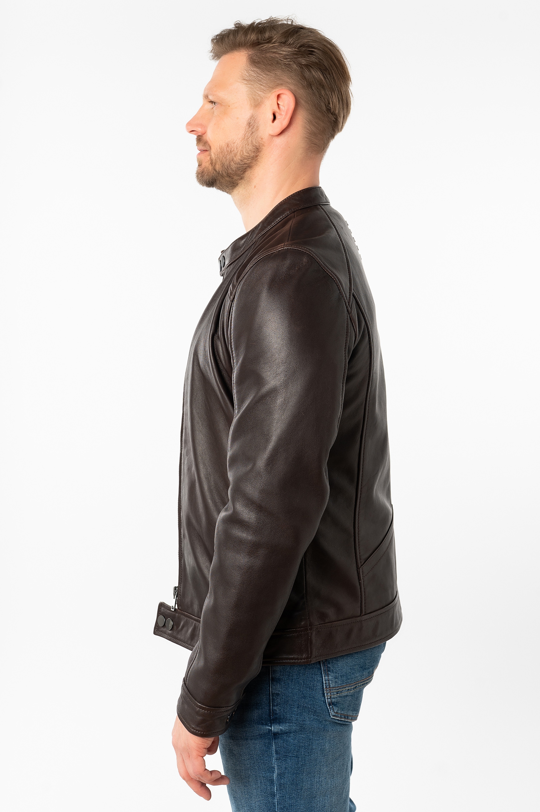 Mauritius Lederjacke »MMTibor SF« kurzer Kragen mit Druckknöpfen