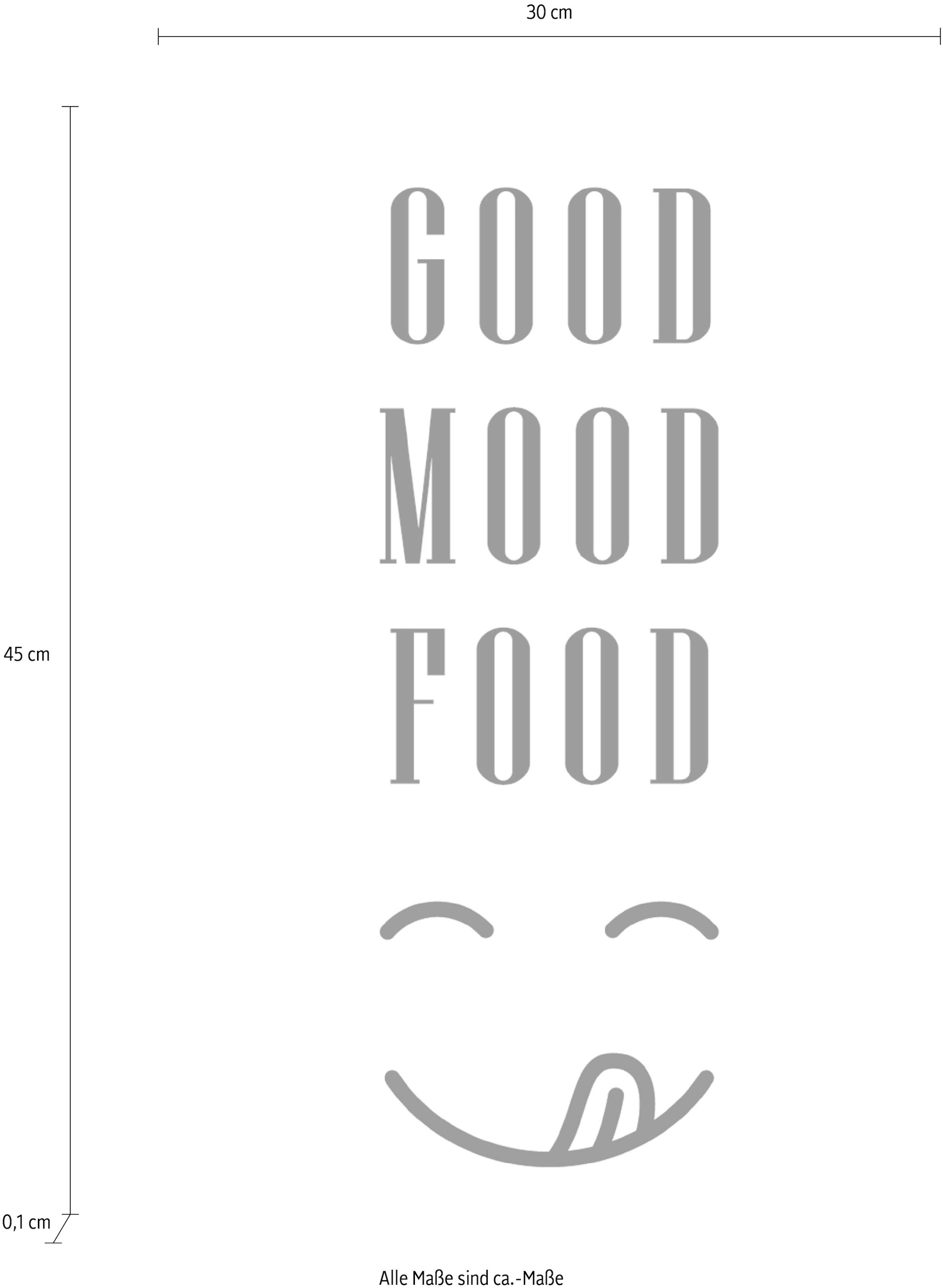queence Objet de décoration murale »GOOD MOOD FOOD« Stahlschild, Blechschild, Spruch, Witzig, Wanddeko, retro, 20x30cm
