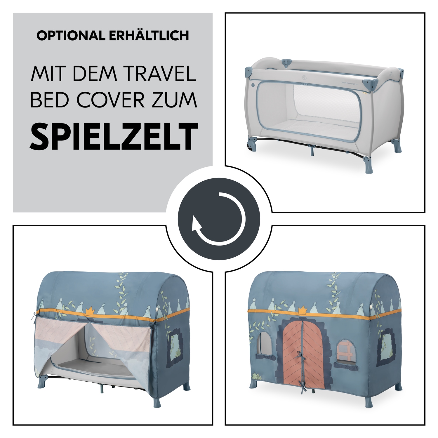Hauck Baby-Reisebett »Sleep N Play Go Plus, Dusty  Blue« mit integrierten Rädern; Vorderausstieg