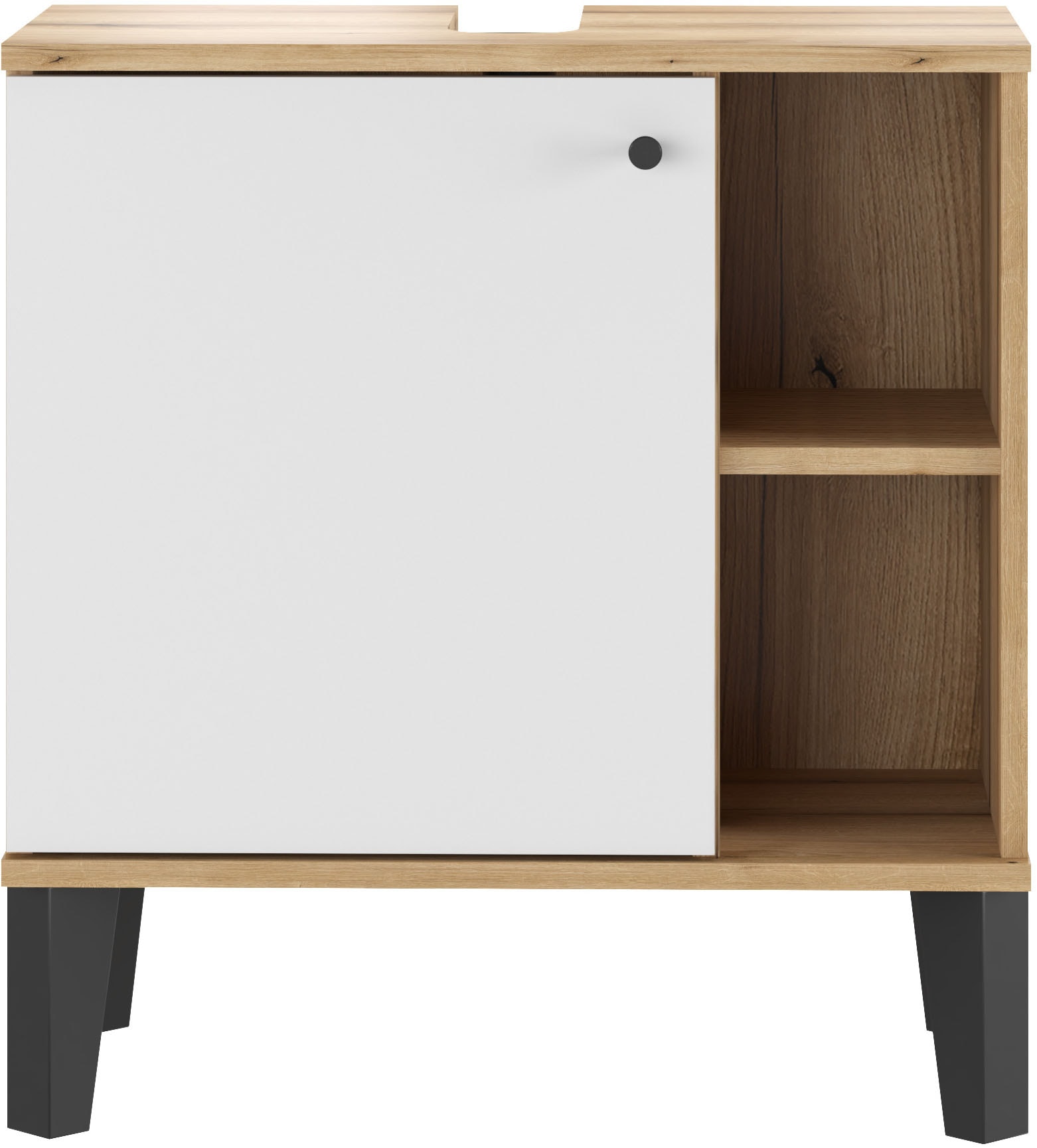 INOSIGN Armoire sous lavabo »Oslo, Waschtisch mit Knopfgriff, Badschrank im skandinavischen Design« in der Türfarbe Weiss oder Grau verfügbar, ausreichend Stauraum