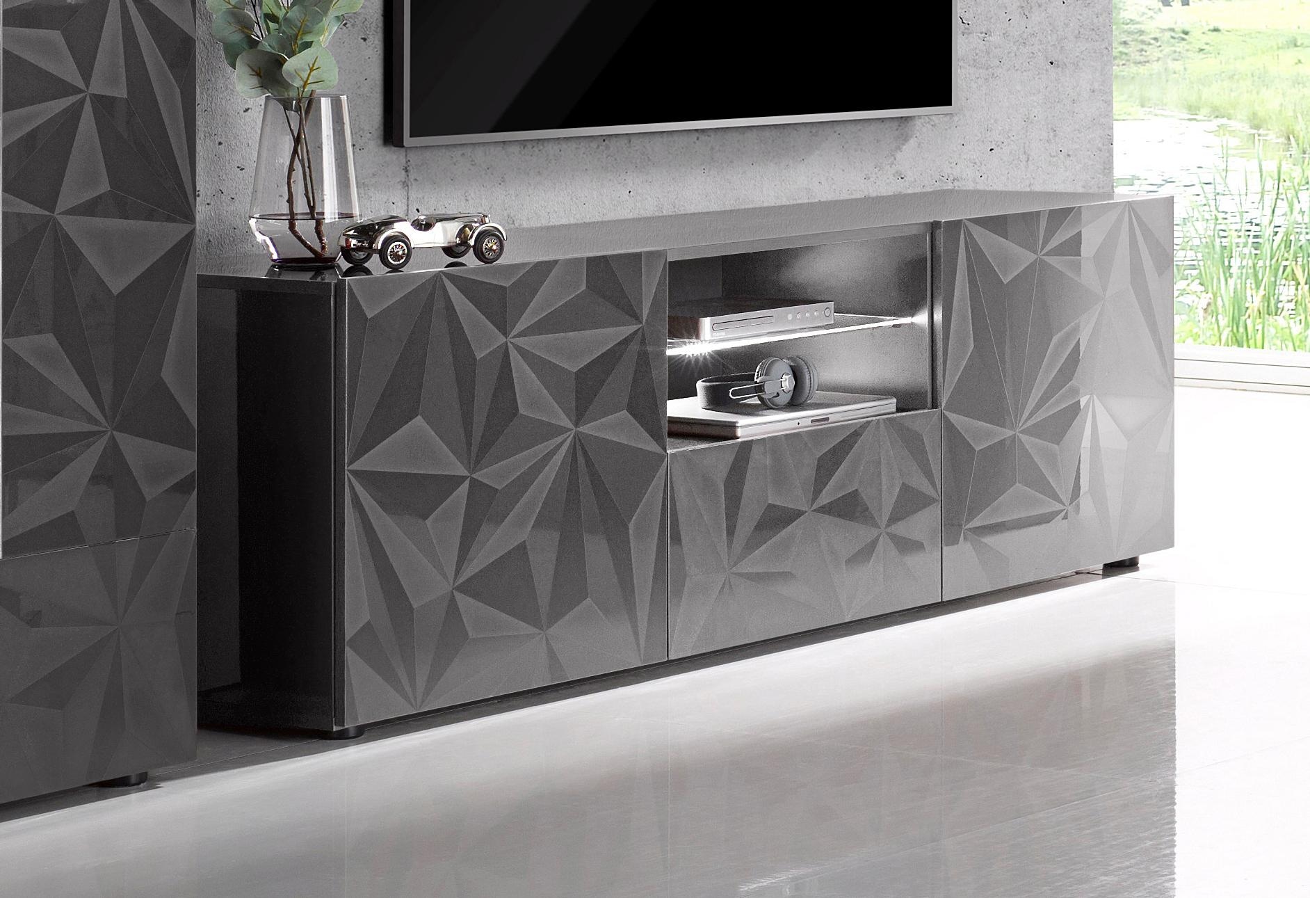 Home affaire Lowboard »Prisma Breite 181 cm, TV-Board 2 Türen, 1 Schubkasten, TV-Schrank« Front mit elegantem Siebdruck, grifflos, viel Stauraum