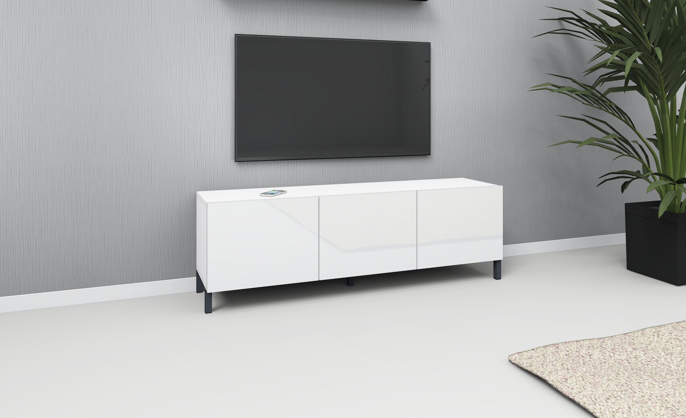 borchardt Möbel Table basse »Sophia, TV-Schrank mit Metallfüssen« Metallfüsse, grifflose Optik