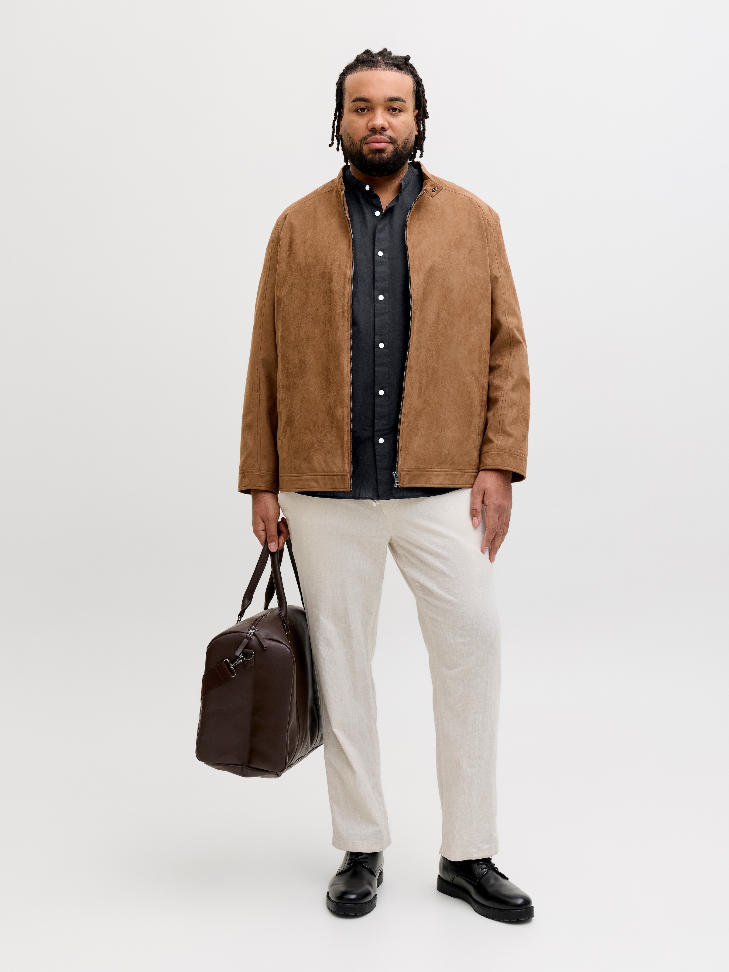 Jack & Jones PlusSize Chemise à manches longues »JJEBREEZE LINEN BLEND BAND SHIRT L PLS« mit Stehkragen