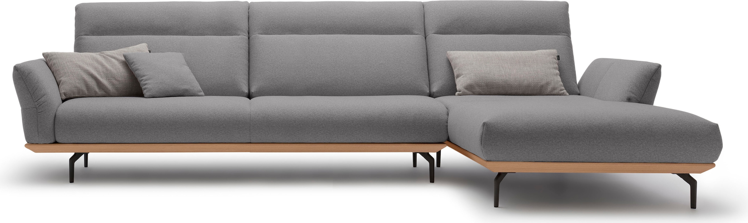 Creation BY ROLF BENZ Canapé d'angle »CR.460, Design-Sofa der Extraklasse, verstellbare Rückenlehne, L-Form« socle en chêne, pieds d'angle en gris ombre, largeur 338 cm