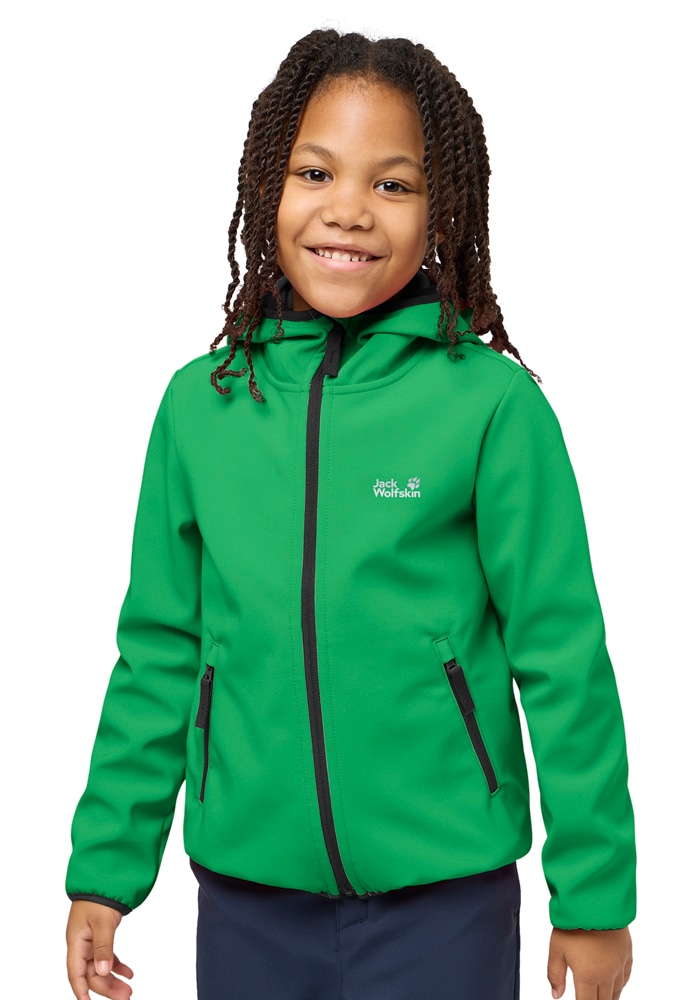 Jack Wolfskin Veste softshell »FOURWINDS JACKET KIDS« mit Kapuze mit Kapuze, wasserabweisend, windabweisend, atmungsaktiv