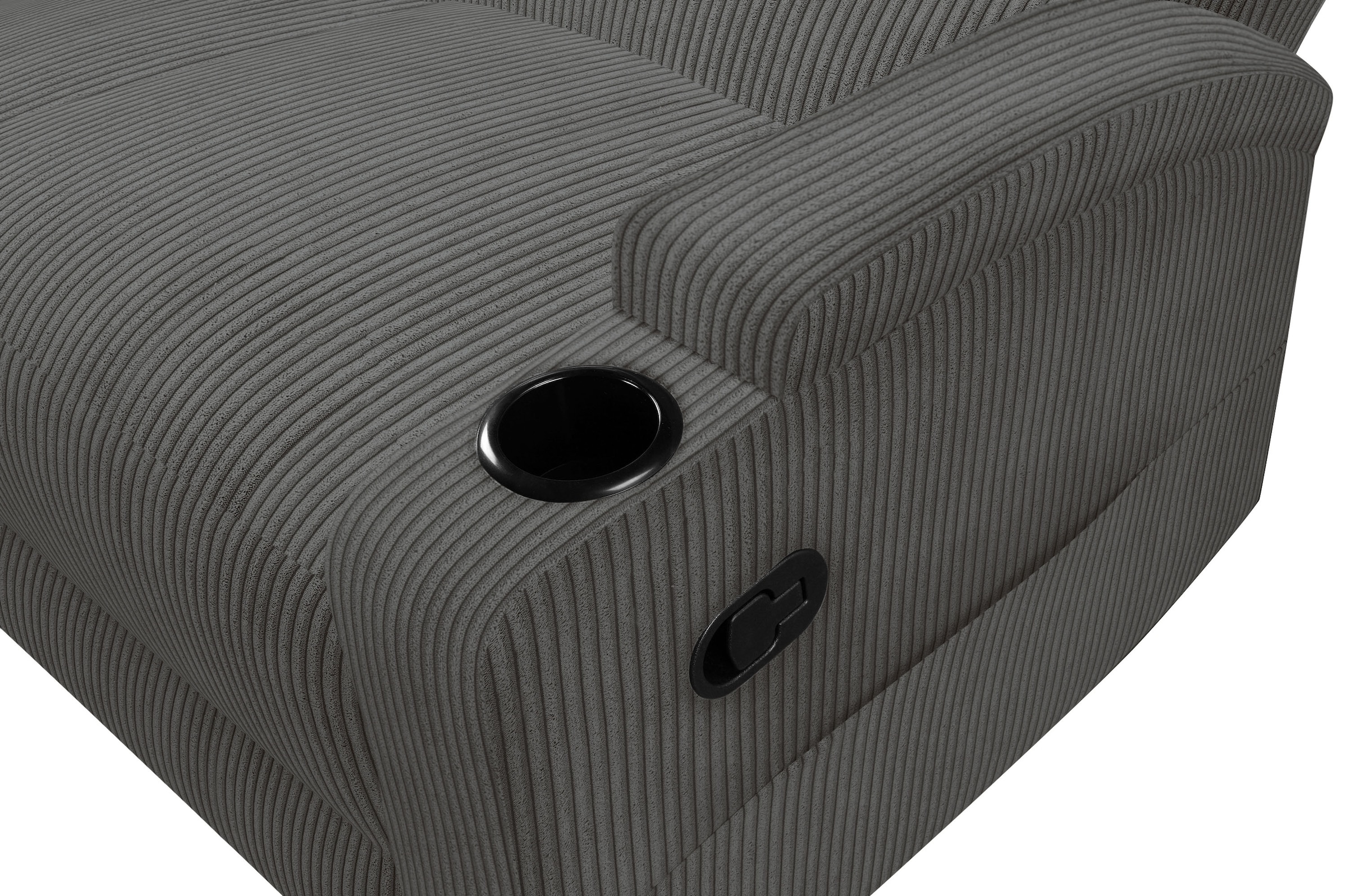 GOODproduct Canapé d'angle »NAPORI Multimediasofa, 3er Kinosessel XXL, L-Form, Cord« Kinosofa mit Relaxfunktion, Getränkehalter, Staufach und Staukasten
