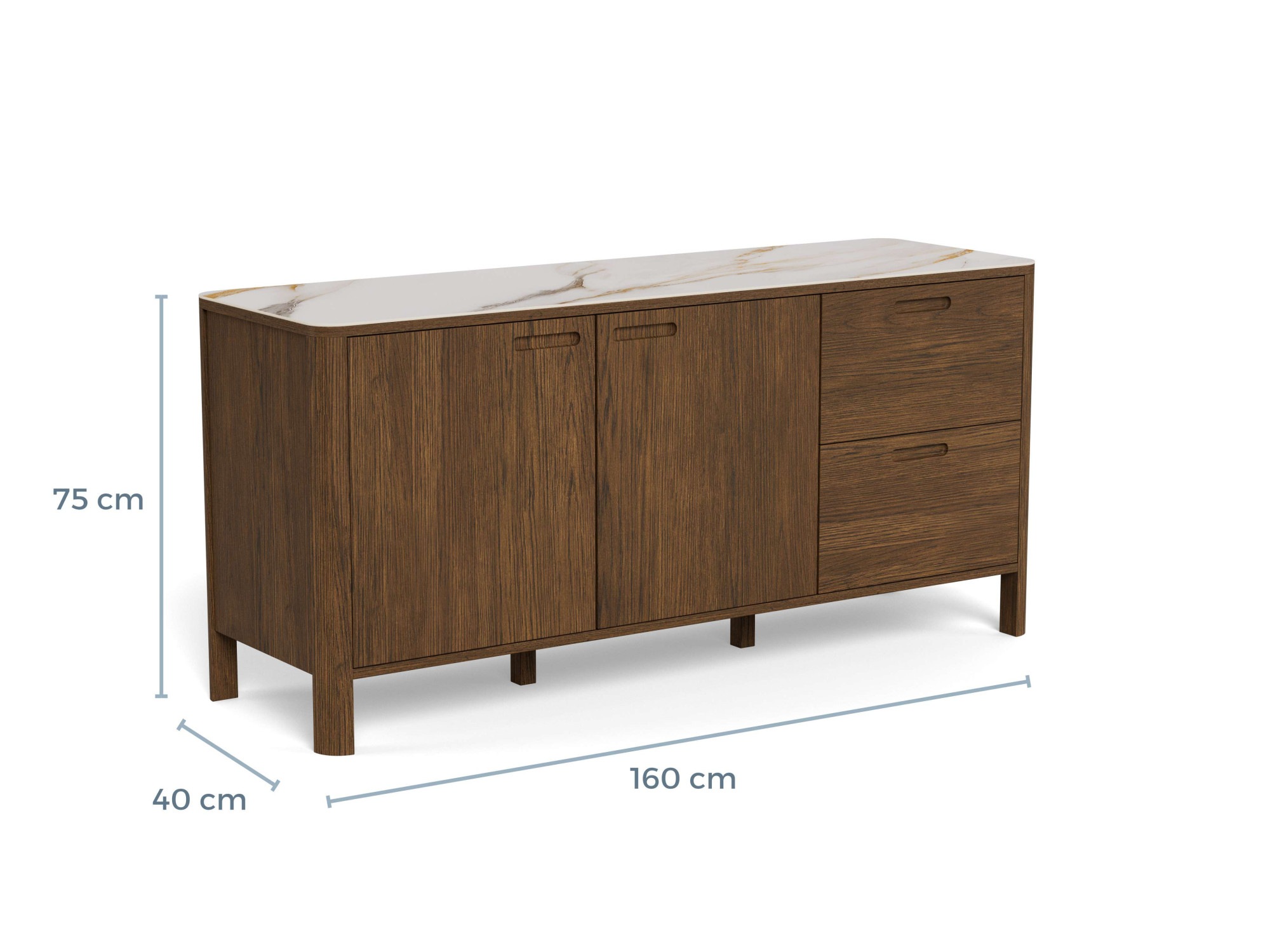 ACTONA GROUP Modules d'armoire »Southampton, Kommode« 1 cuis tlg. Buffet, 2 portes, 2 tiroirs, 2 étagères, chêne fumé, dessus en céramique