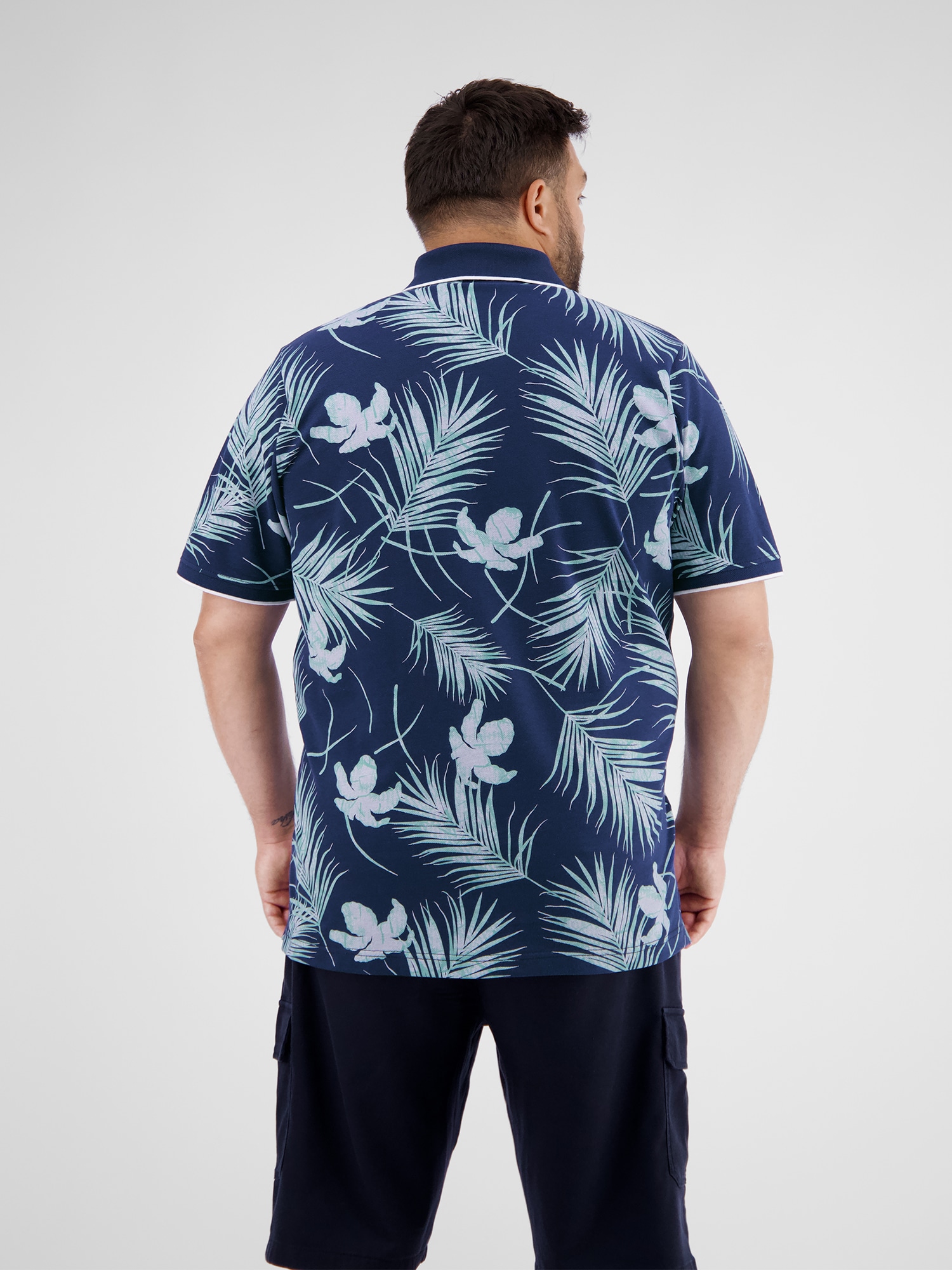 LERROS Polo »Herren-Poloshirt, floral gemustert in Grossen Grössen«