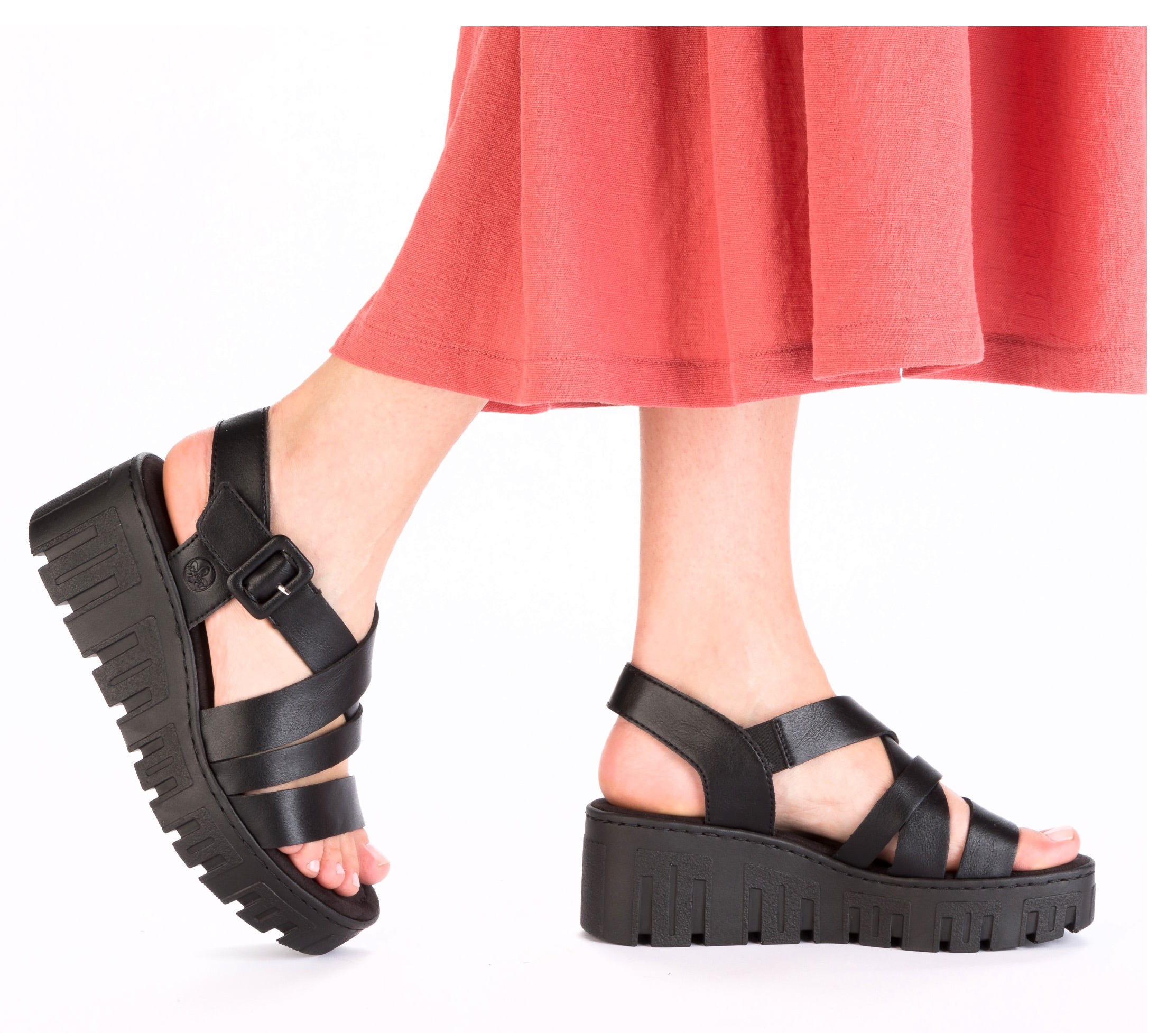 Rieker Sandales à plateforme  chaussure d’été, sandalette compensée avec fermeture velcro