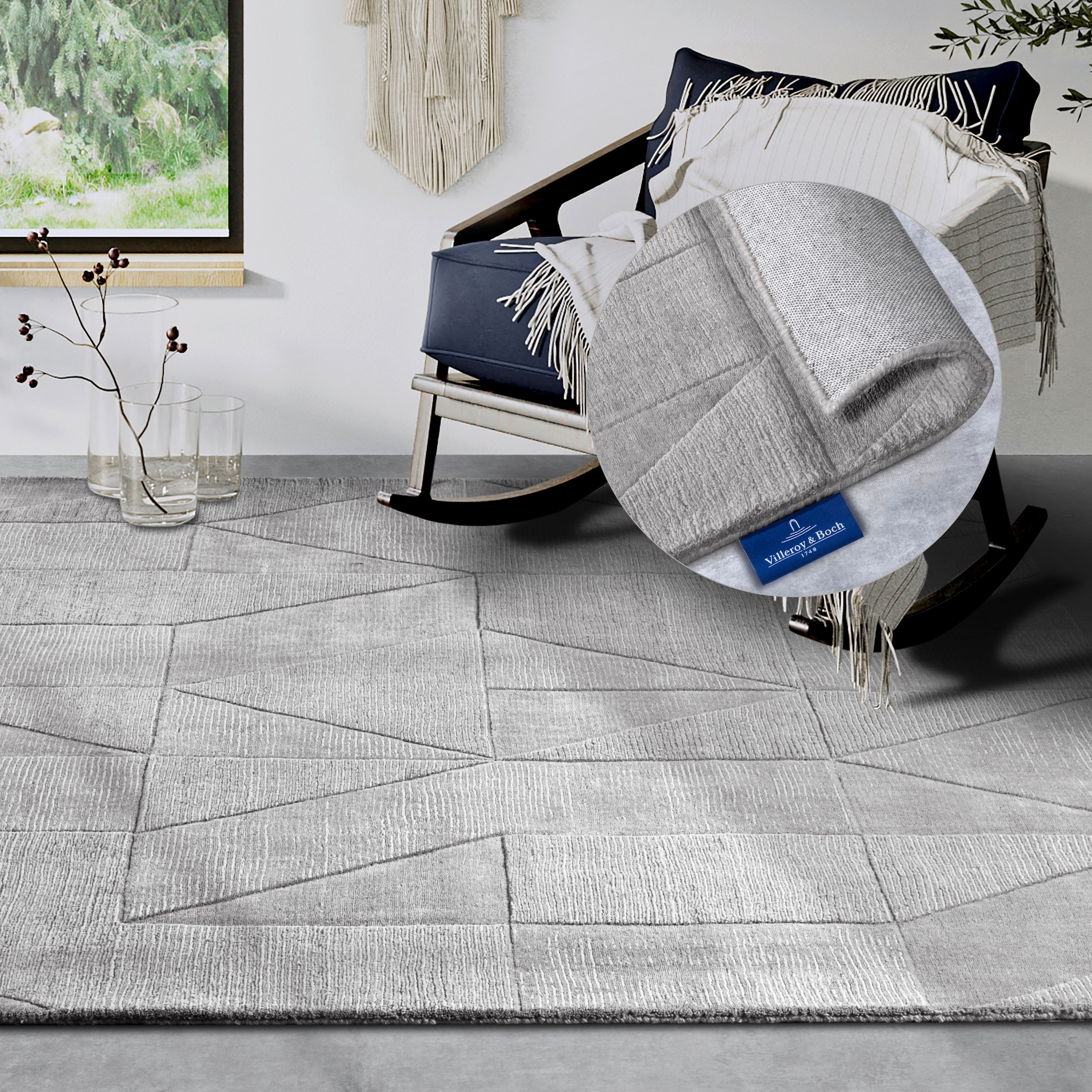 Villeroy & Boch Wollteppich »Ursule« rechteckig 10 mm Höhe Läufer, handgewebt, Wolle, Natur, Wohnzimmer, Geometrie, Boho