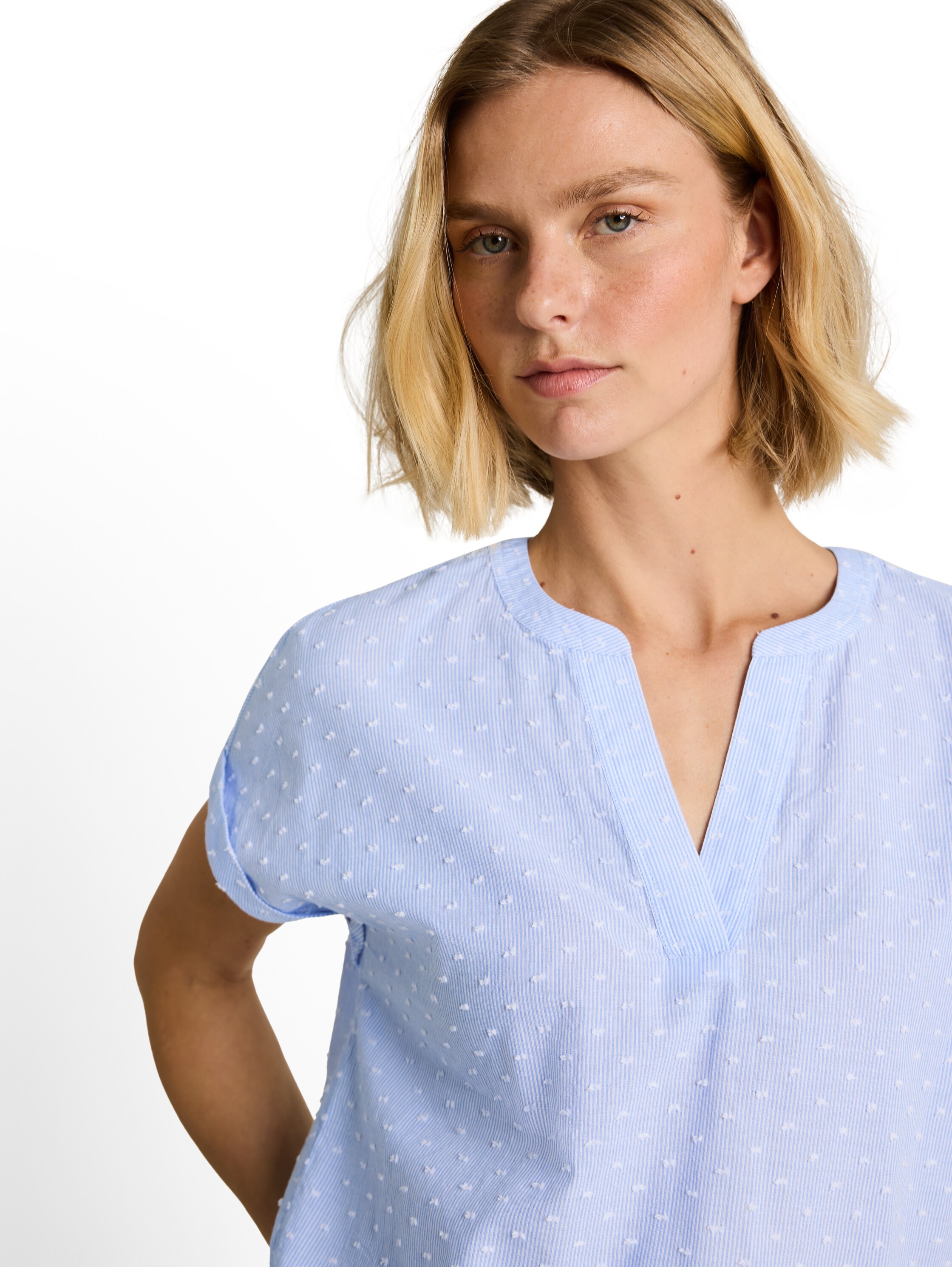 TOM TAILOR Blouse à pression Tunique d'été avec fines rayures et pois