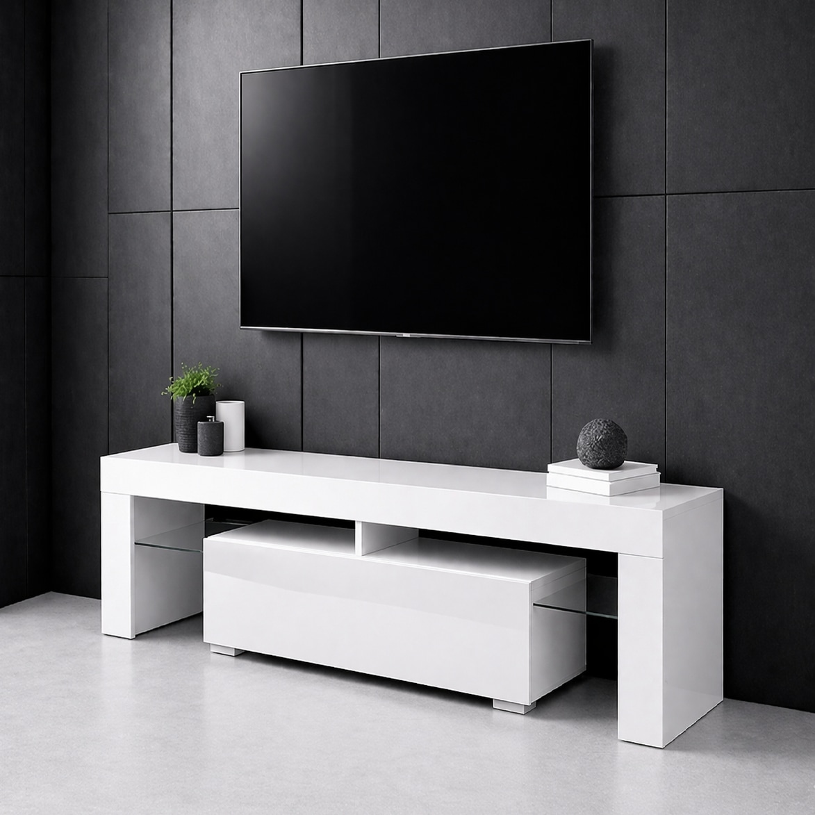 GOODproduct Table basse »MONICA, TV-Board, TV-Kommode, TV-Schrank, TV-Unterschrank, TV-Möbel« Modernes Hochglanz TV-Board in 2 Farben, grifflos mit Push-to-Open