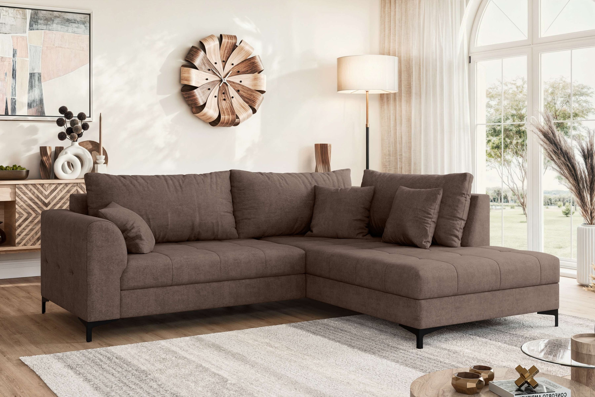 GOODproduct Canapé d'angle »LEEVKE Design-Sofa mit Ottomane rechts/links bestellbar, Breite 232 cm« in vielen modernen Farben erhältlich, belastbar bis 480 kg