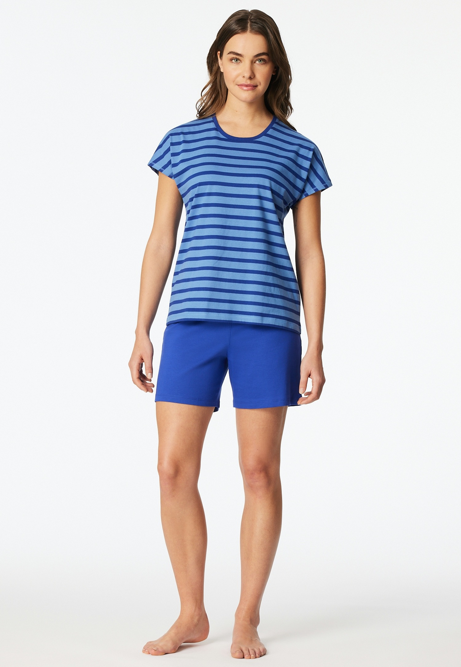 Schiesser Shorty »Casual Essentials« 2 avec t-shirt uni et pantalon rayé