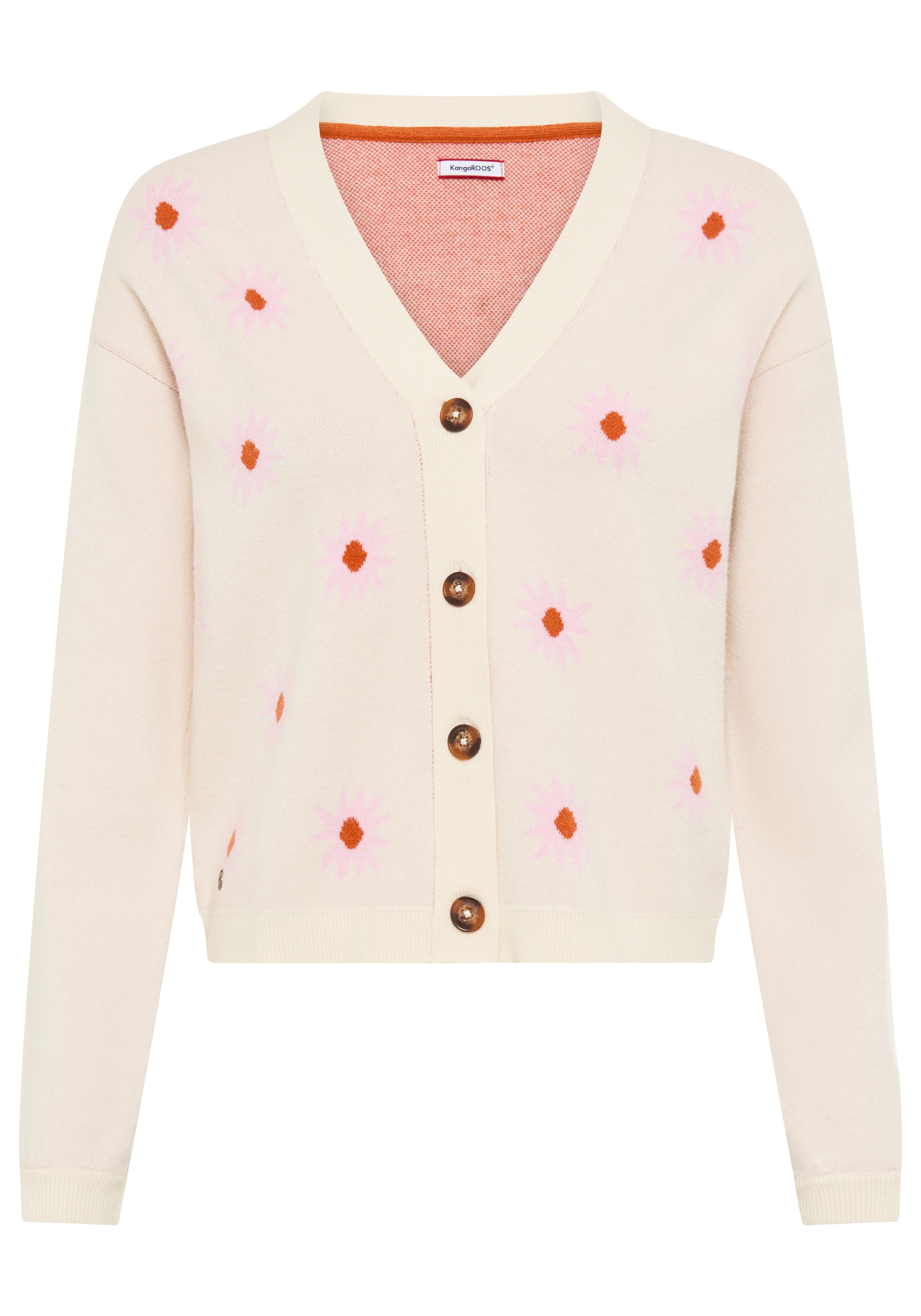 KangaROOS Veste en tricot Strickjacke aus Feinstrick, bequeme Passform, Blumenmuster