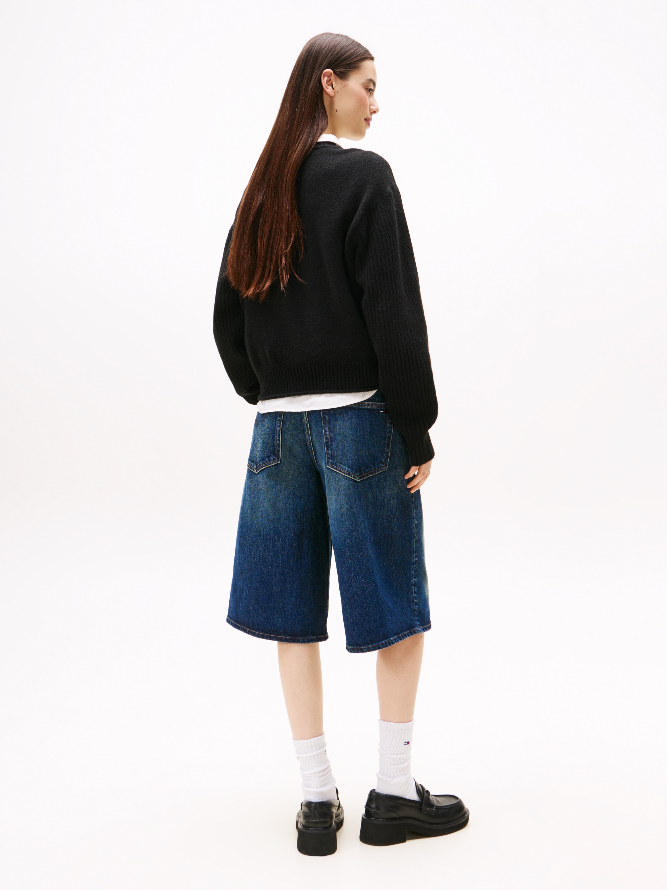 Tommy Jeans Strickpullover »TJW MELANGE FLAG SWEATER RIB EXT« in gerippter Struktur