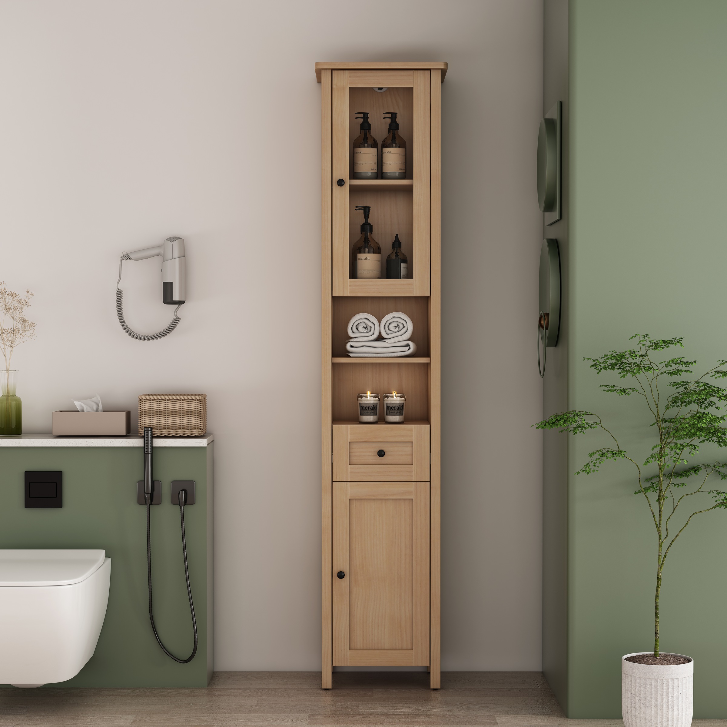 welltime Armoire haute »STOCKHOLM« Badschrank Breite 40cm mit Glastür