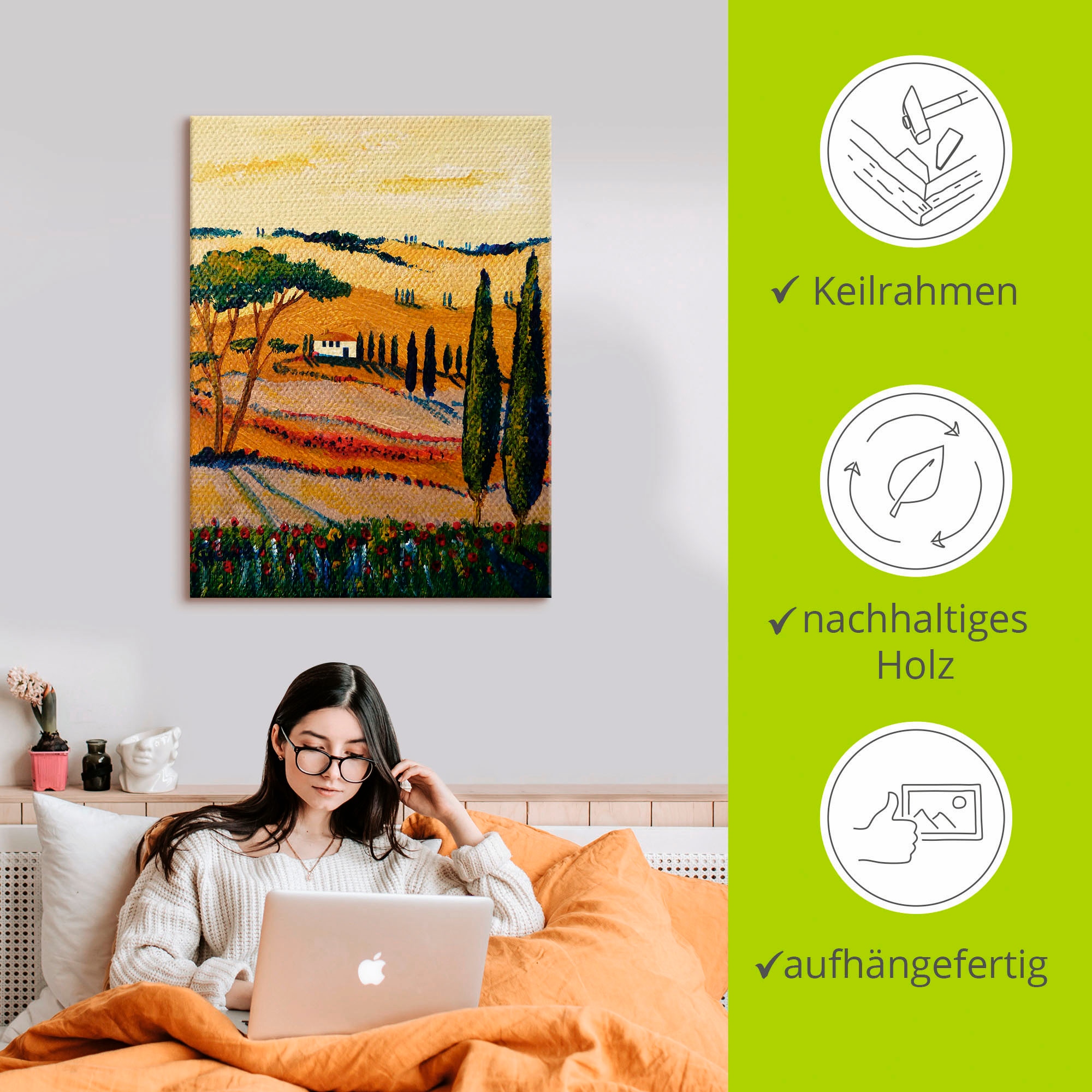 Artland Wandbild »Mein Traum von der Toskana« Europa 1 Stk. tlg. als Leinwandbild in verschied. Grössen