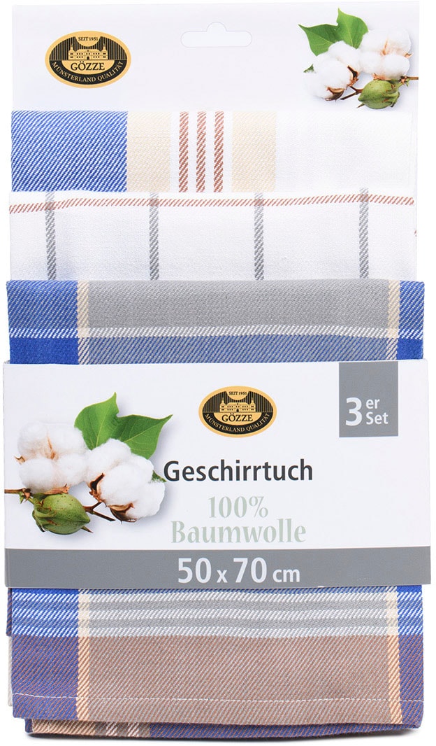 Gözze Geschirrtuch »Geschirrtücher, Des. 60058« Mass: 50 x 70 cm, Set: 2x kariert und 1x gestreift