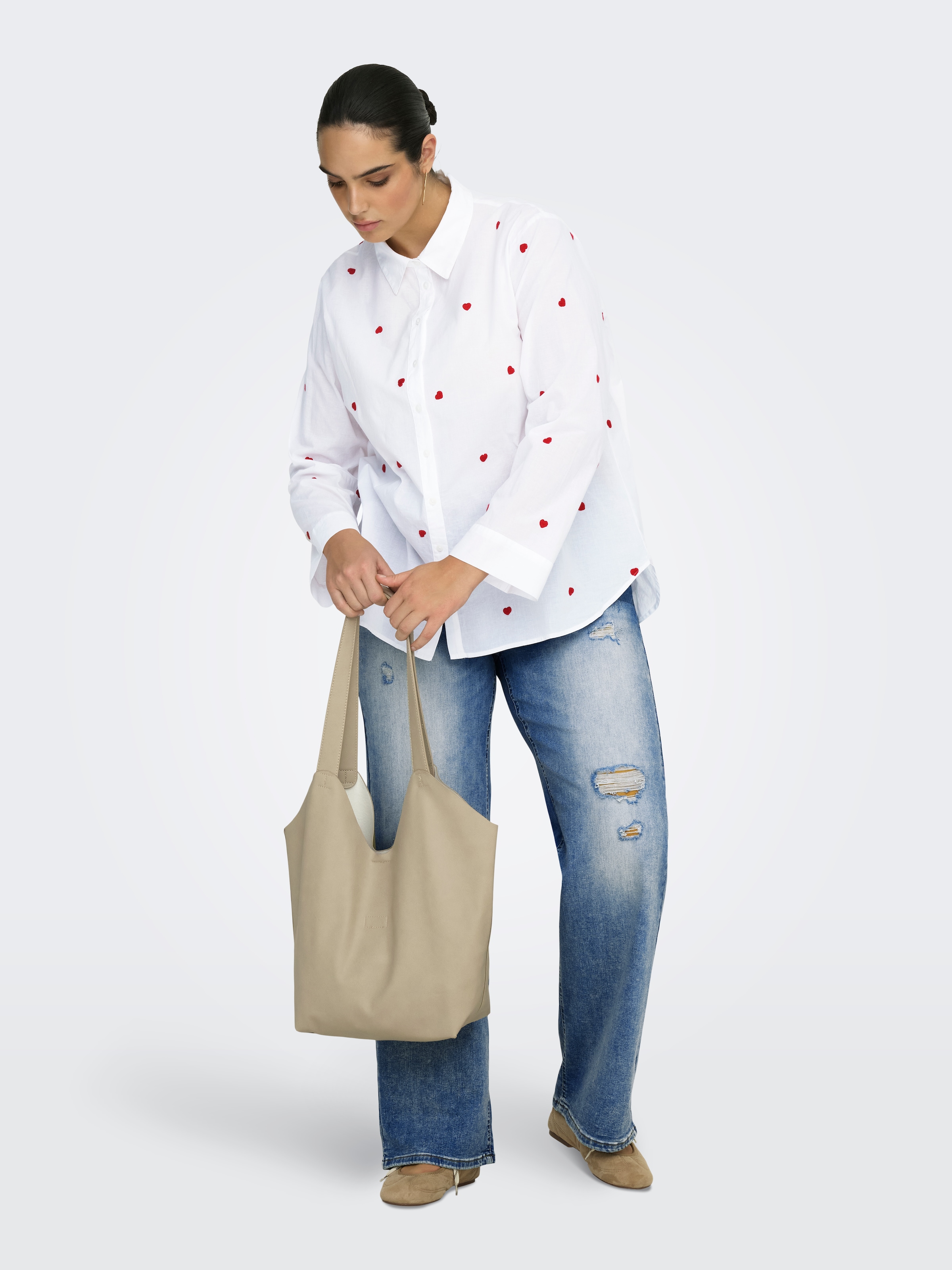 ONLY CARMAKOMA Langarmbluse »CARNEW LINA GRACE LS EMB SHIRT WVN NOOS« Baumwolle