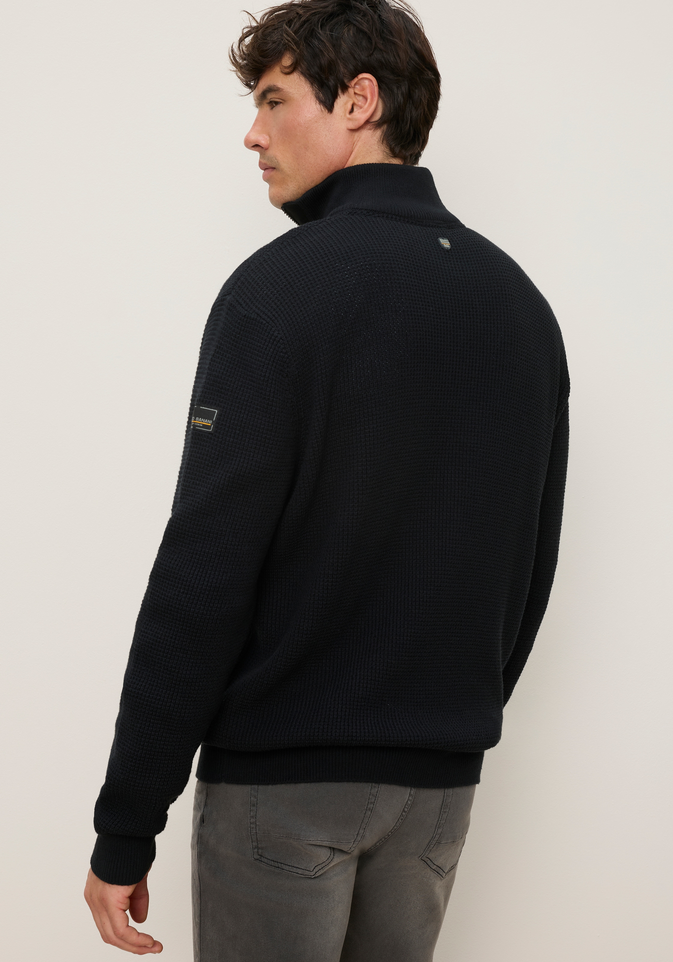 Bruno Banani Troyer avec fermeture éclair, coupe régulière, en coton, uni, manches longues,