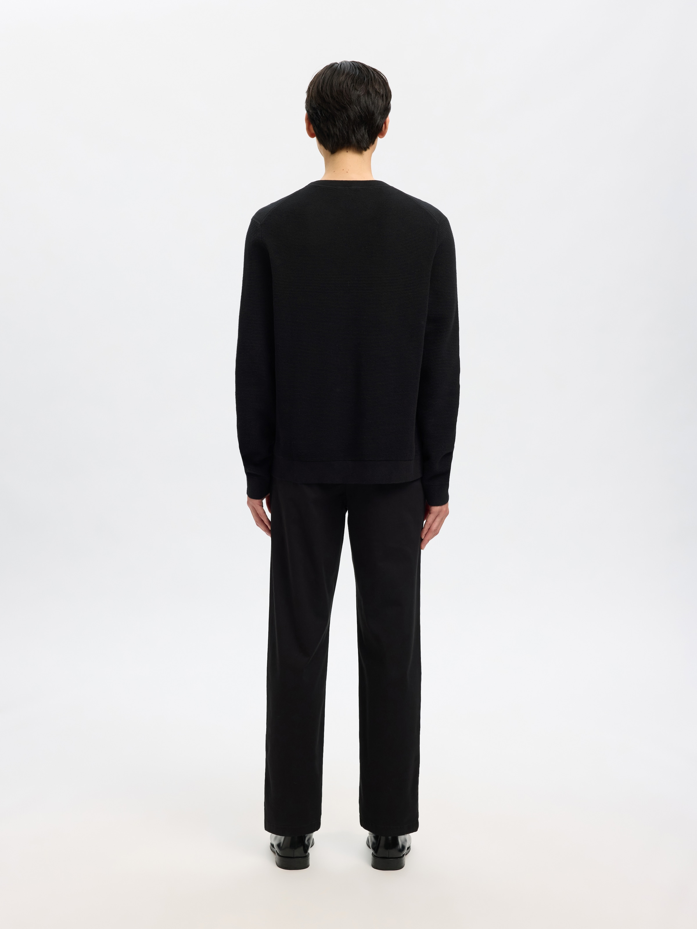 SELECTED Pull à col rond »SLHROSS LS KNIT STRUCTURE CREW NECK NOOS« coton, coupe régulière